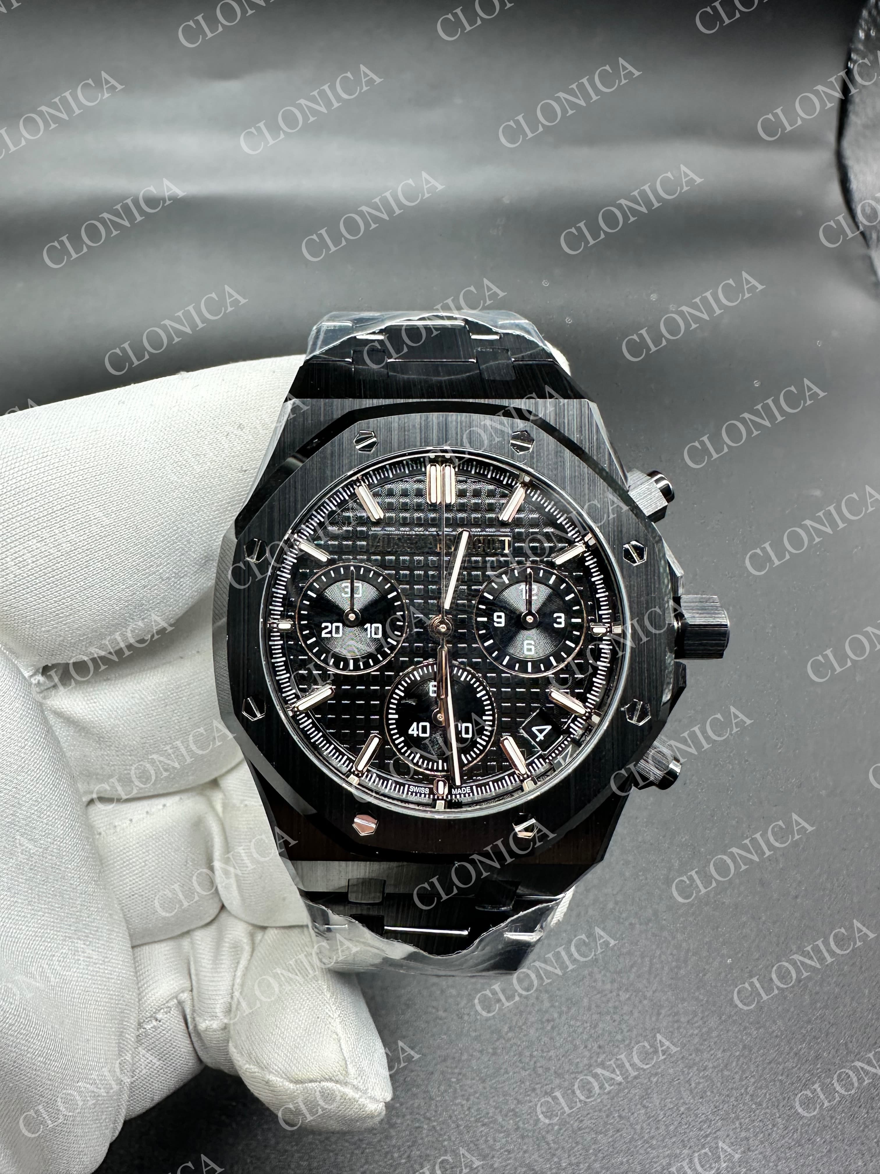 ROYAL OAK CHRONO 26240 BLACK CERAMIC BLACK DIAL ON CERAMIC BRACELET SUPER CLONE SA4401 — view 1