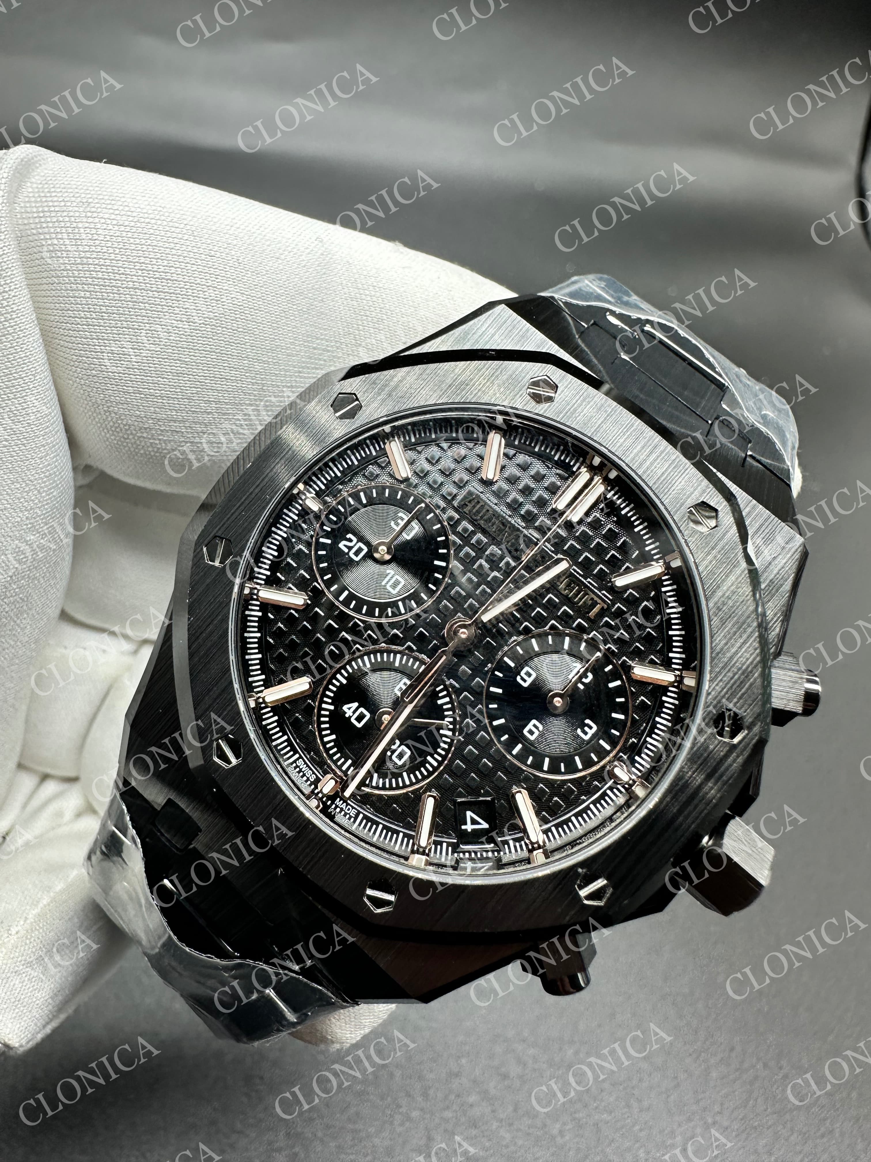 ROYAL OAK CHRONO 26240 BLACK CERAMIC BLACK DIAL ON CERAMIC BRACELET SUPER CLONE SA4401 — view 3