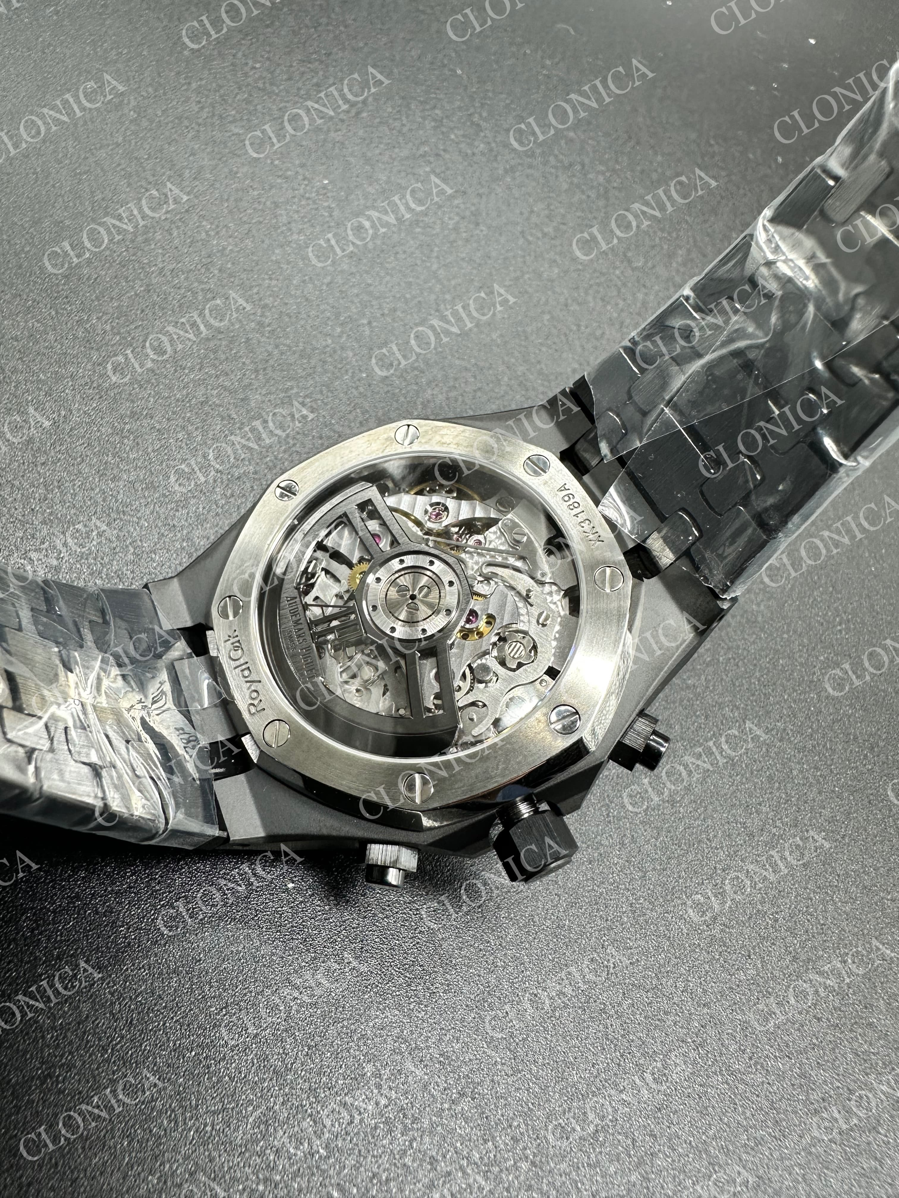 ROYAL OAK CHRONO 26240 BLACK CERAMIC BLACK DIAL ON CERAMIC BRACELET SUPER CLONE SA4401 — view 9