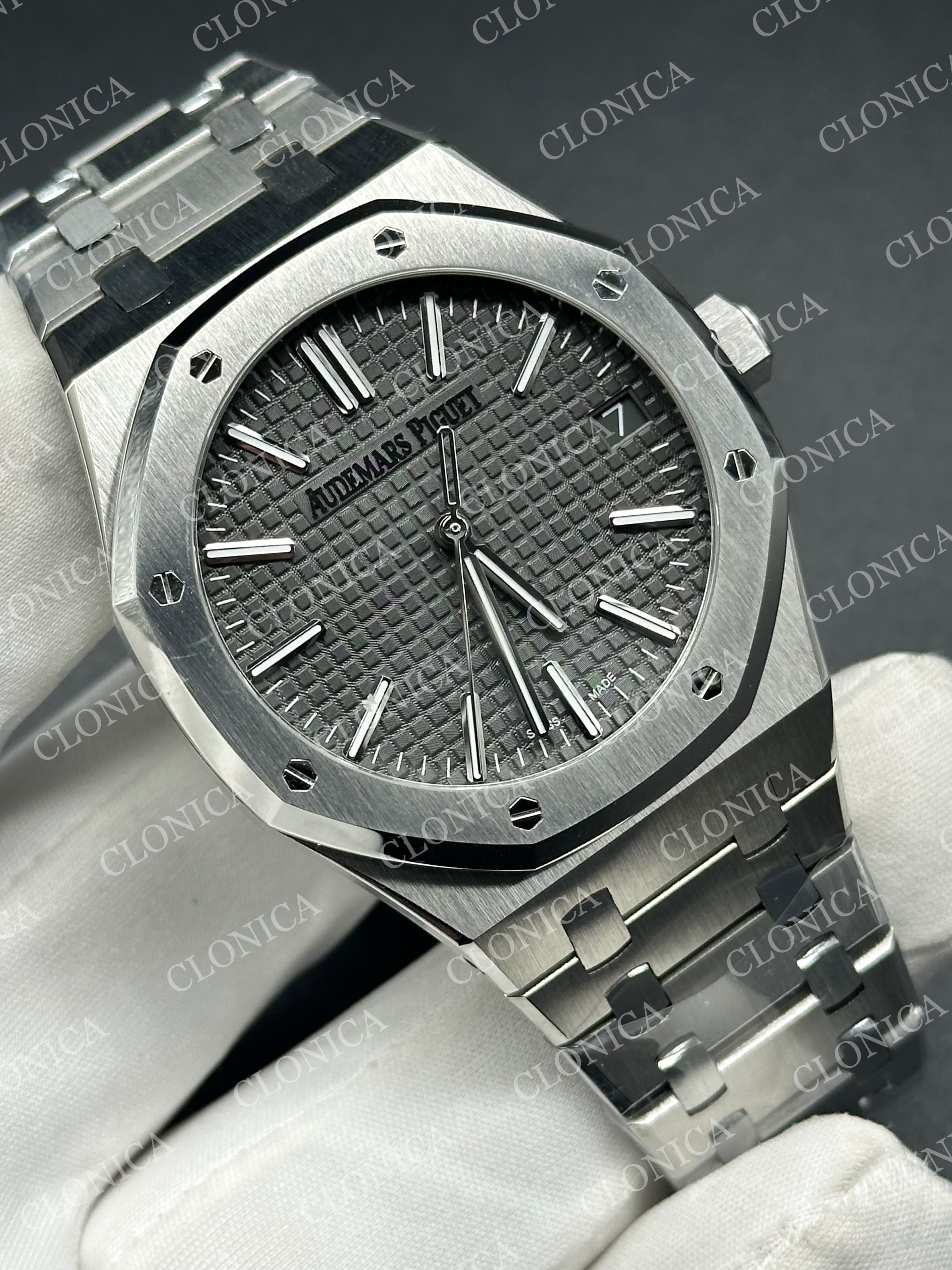ROYAL OAK 41MM 15510 SS 1:1 GREY TEXTURED DIAL ON SS BRACELET SUPER CLONE A4302 — view 3