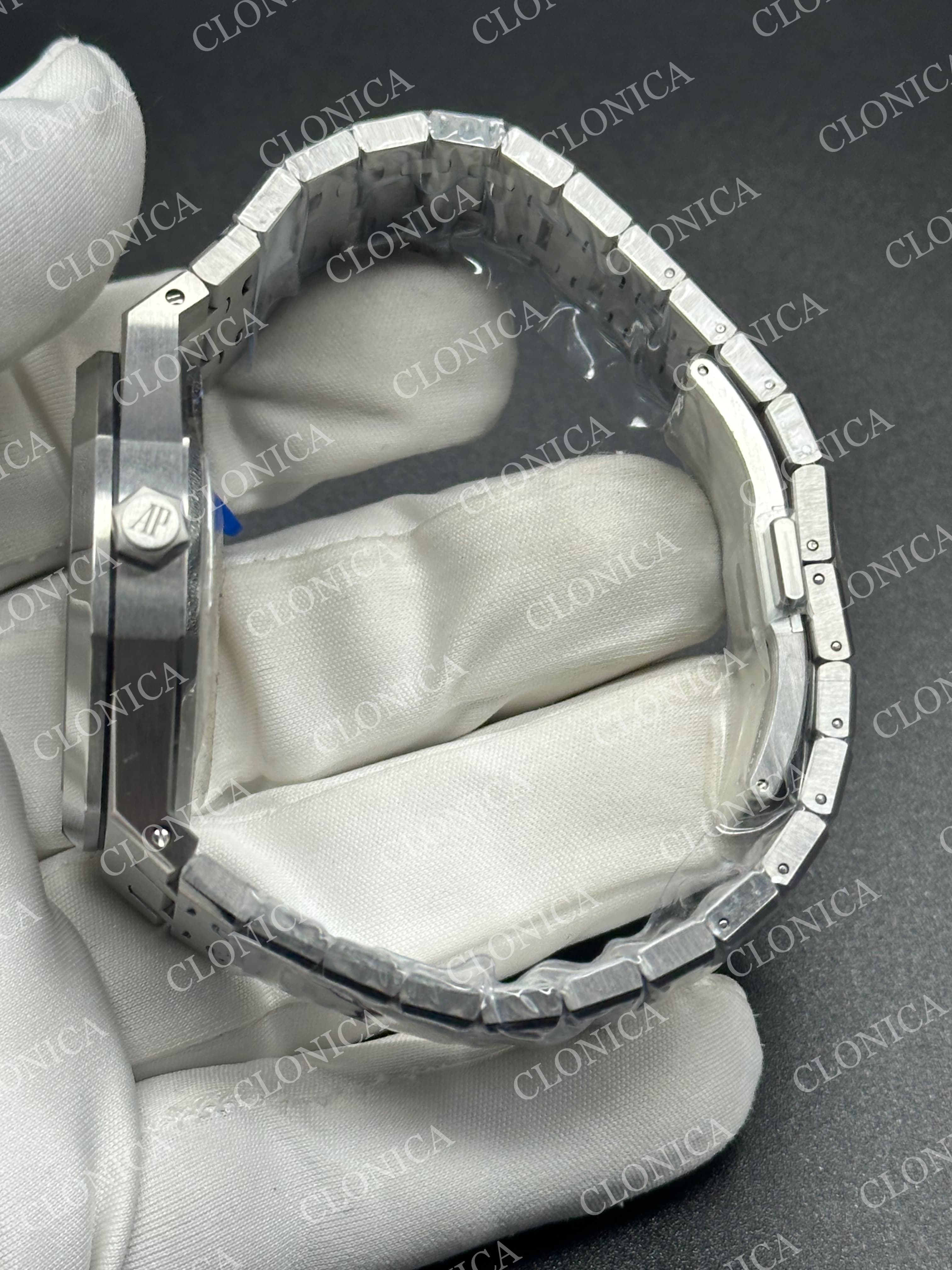 ROYAL OAK 41MM 15510 SS 1:1 GREY TEXTURED DIAL ON SS BRACELET SUPER CLONE A4302 — view 4