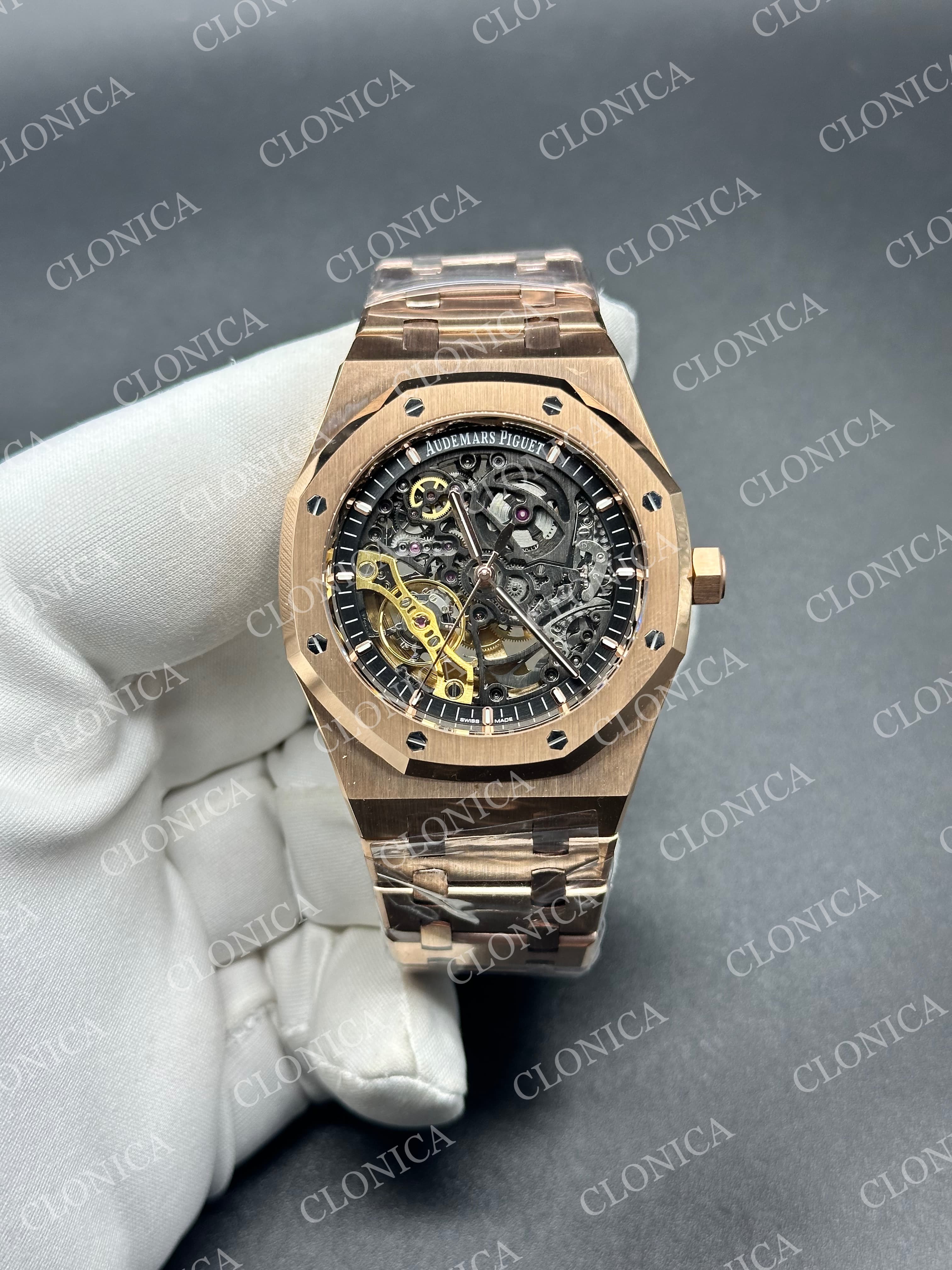 ROYAL OAK 41MM OPENWORKED 15407 RG ON RG BRACELET SA3132 — view 1