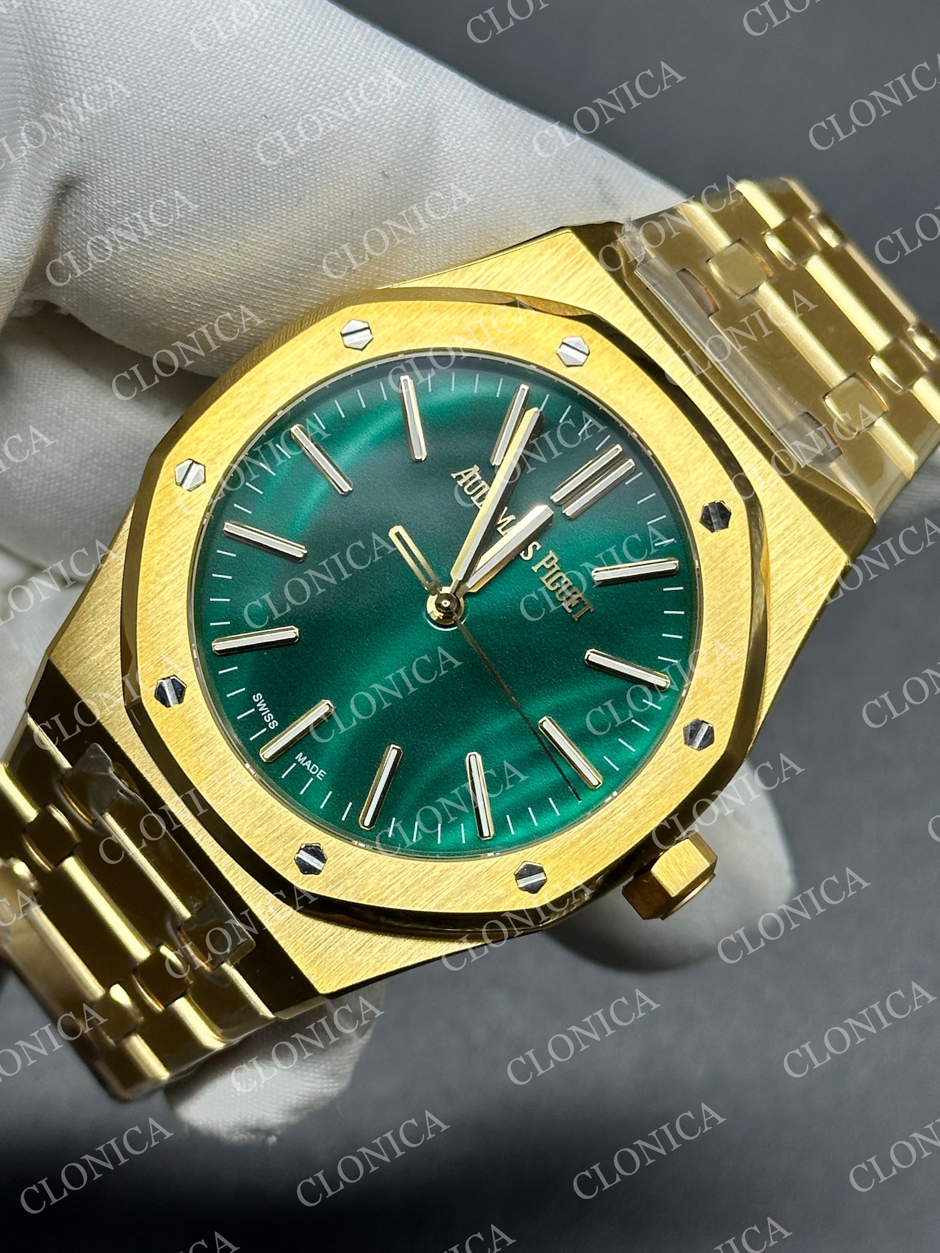 ROYAL OAK 41MM 15513 YG 1:1 GREEN DIAL ON YG BRACELET SUPER CLONE A4302 — view 3