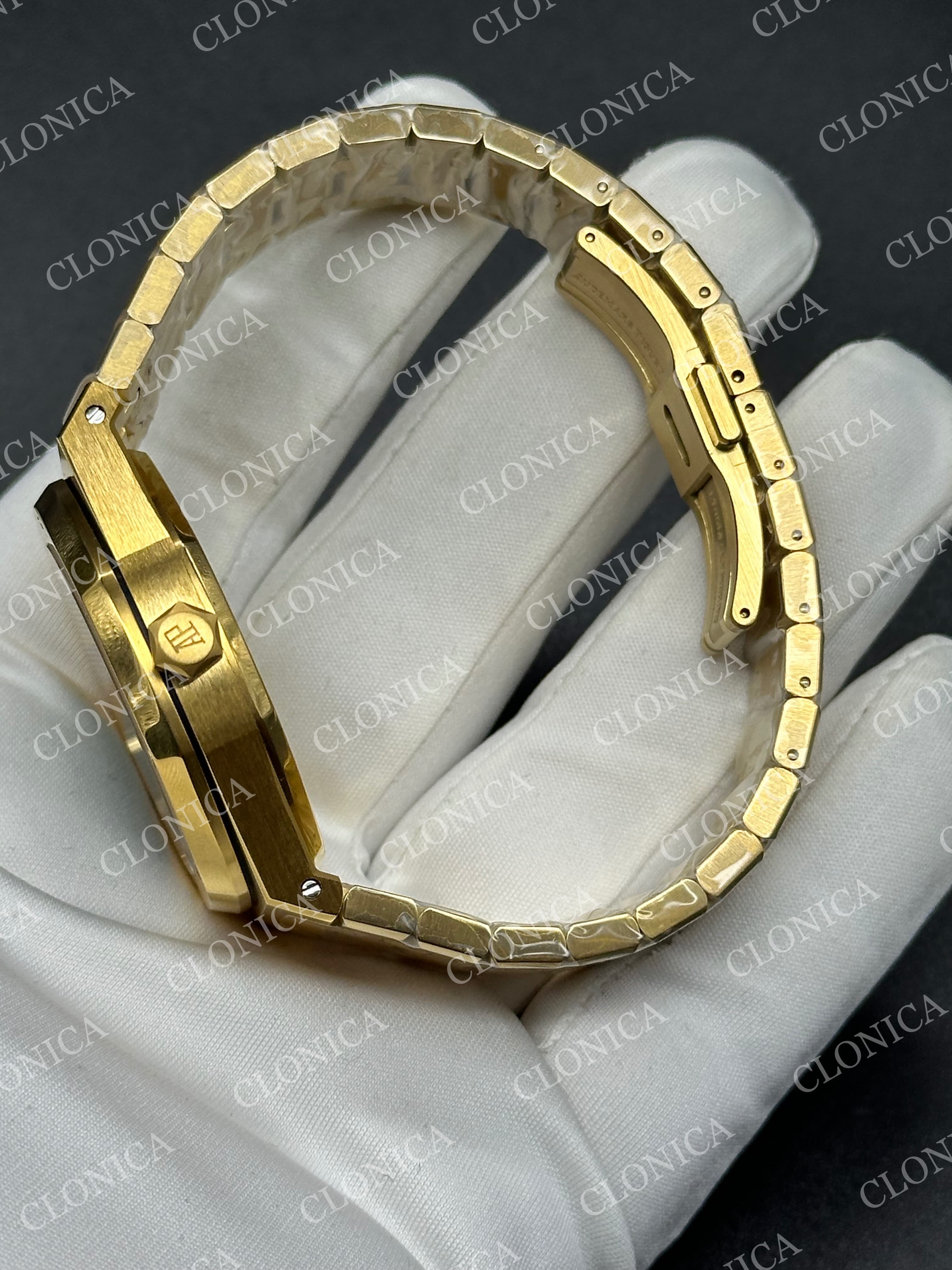 ROYAL OAK 41MM 15513 YG 1:1 GREEN DIAL ON YG BRACELET SUPER CLONE A4302 — view 4