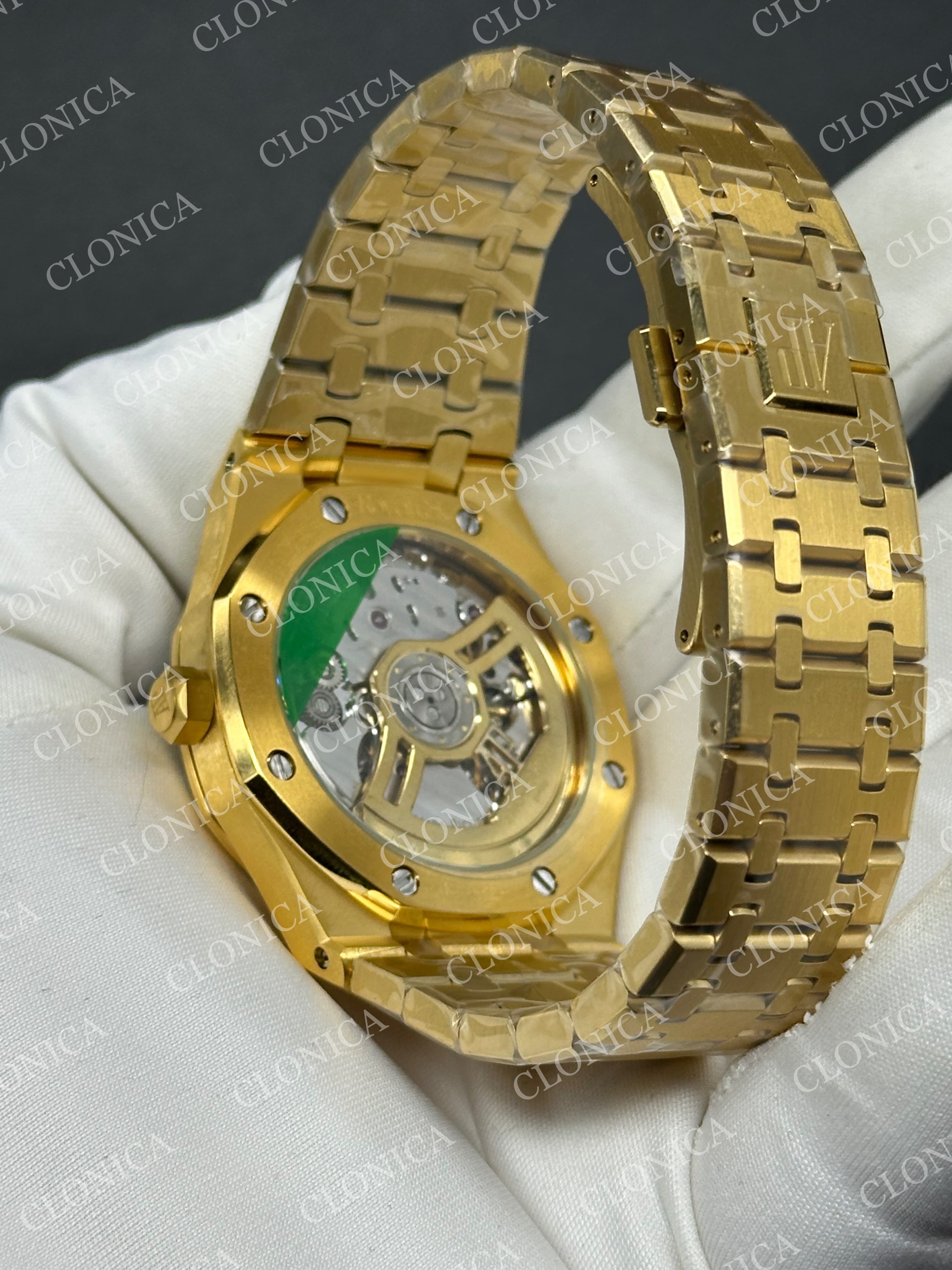 ROYAL OAK 41MM 15513 YG 1:1 GREEN DIAL ON YG BRACELET SUPER CLONE A4302 — view 5