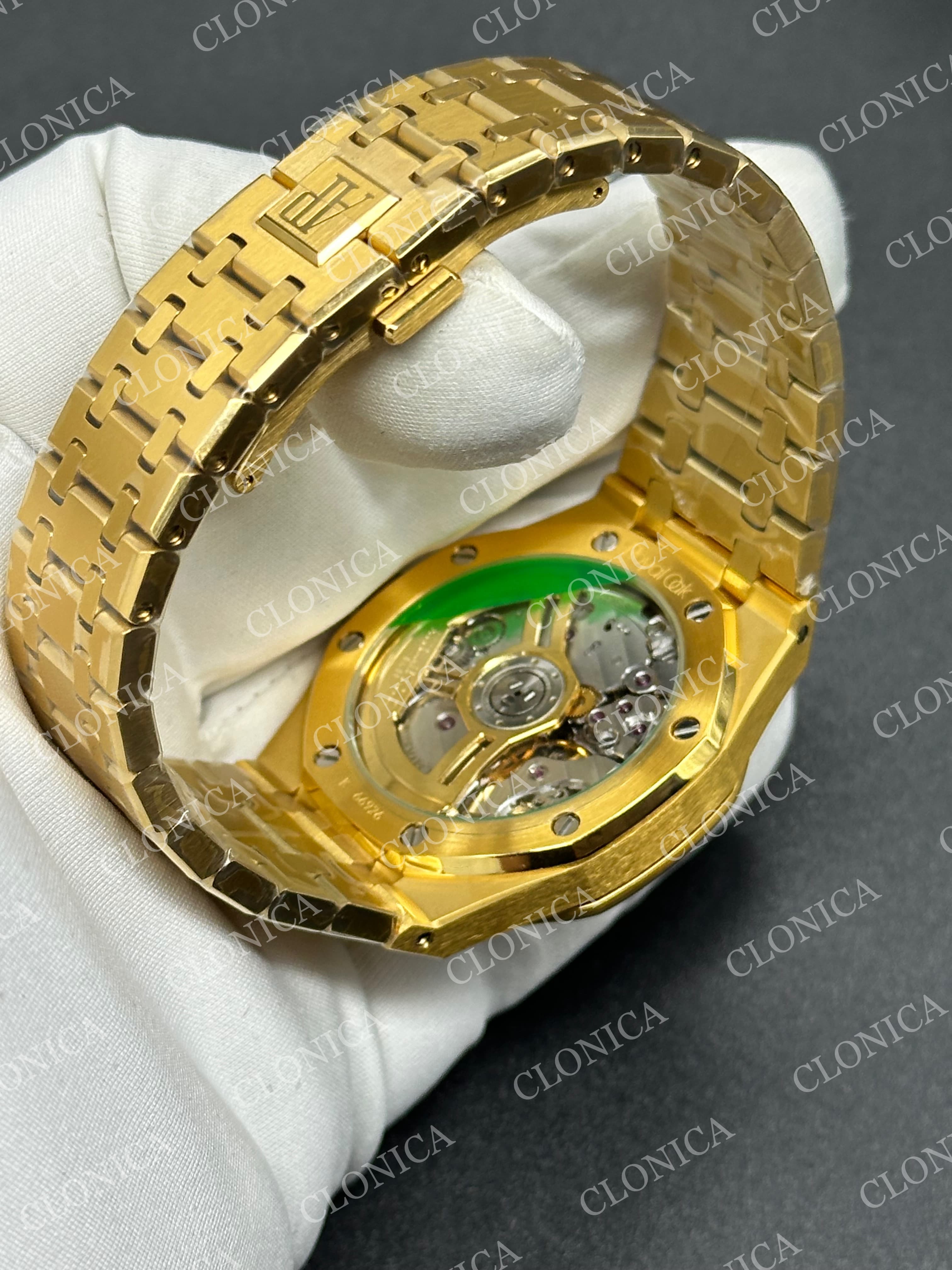 ROYAL OAK 41MM 15513 YG 1:1 GREEN DIAL ON YG BRACELET SUPER CLONE A4302 — view 6