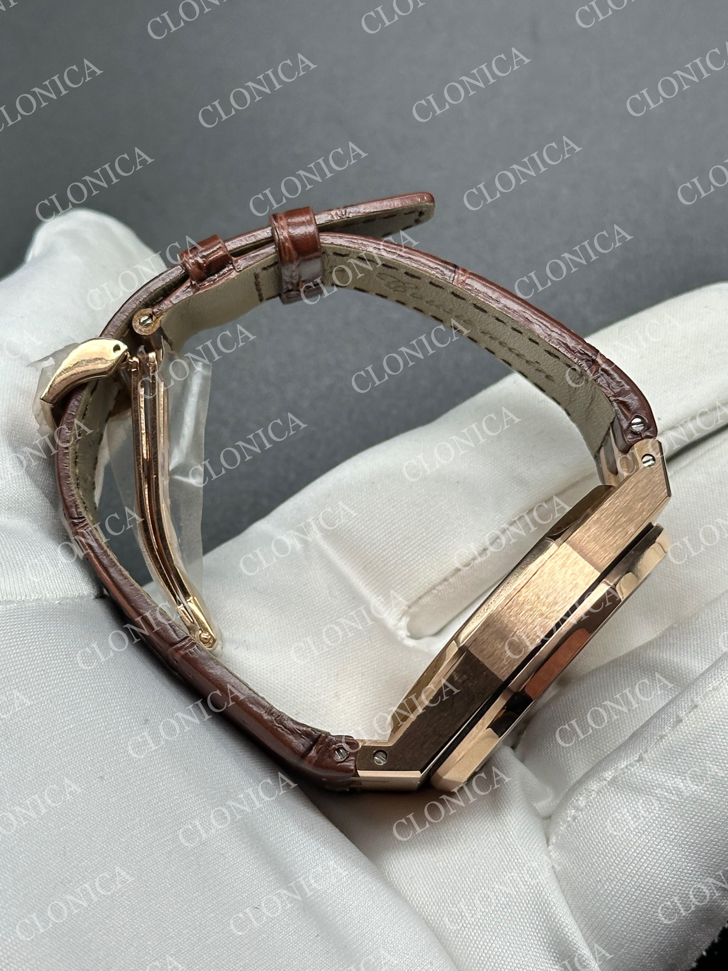 ROYAL OAK CHRONO 26331 SS BROWN DIAL ROSE SUBDIAL ON BROWN LEATHER STRAP A2385 — view 5