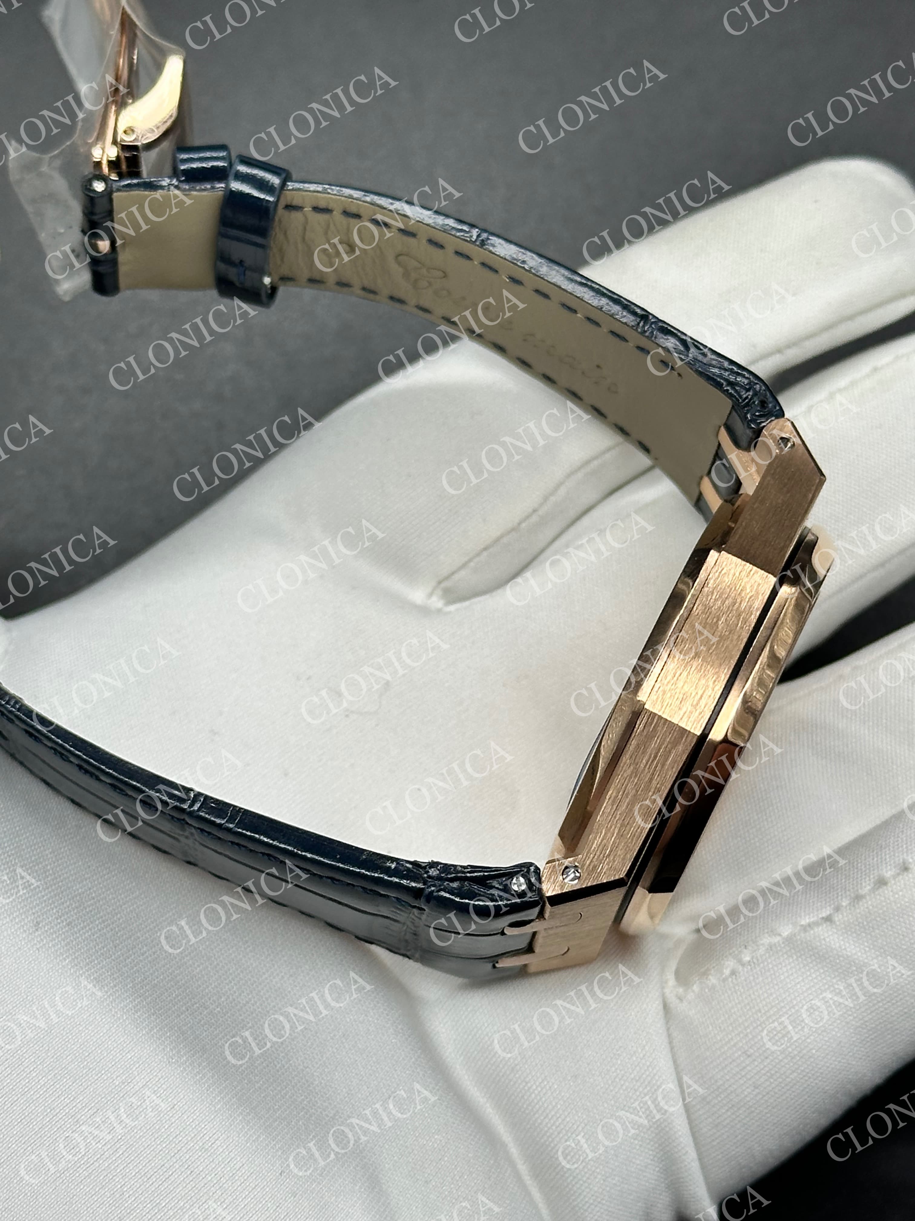 ROYAL OAK CHRONO 26331 SS BLUE DIAL ROSE SUBDIAL ON BLUE LEATHER STRAP A2385 — view 7