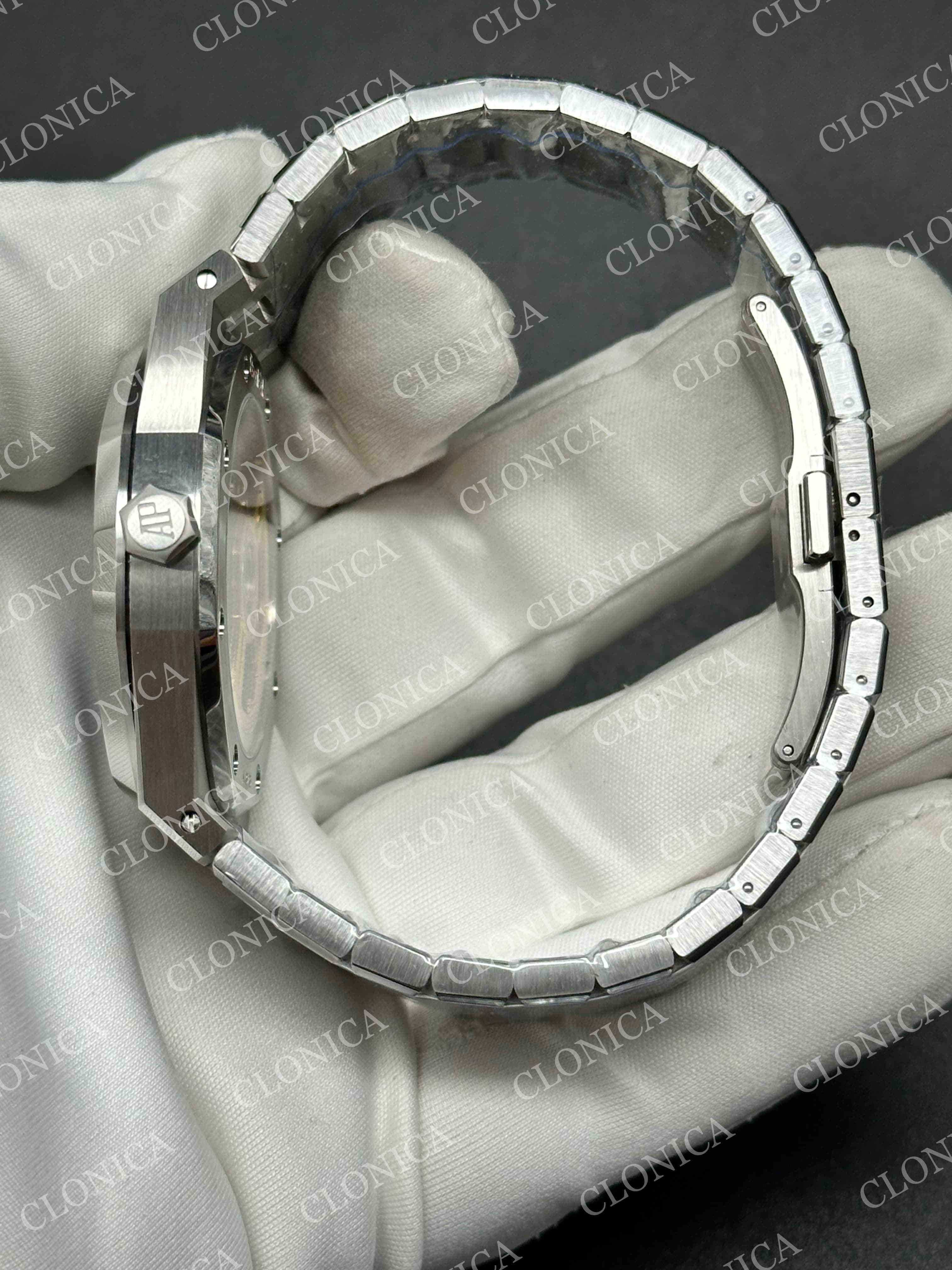 ROYAL OAK 41MM 15500 SS 1:1 BLUE TEXTURED DIAL ON SS BRACELET SUPER CLONE A4302 — view 4