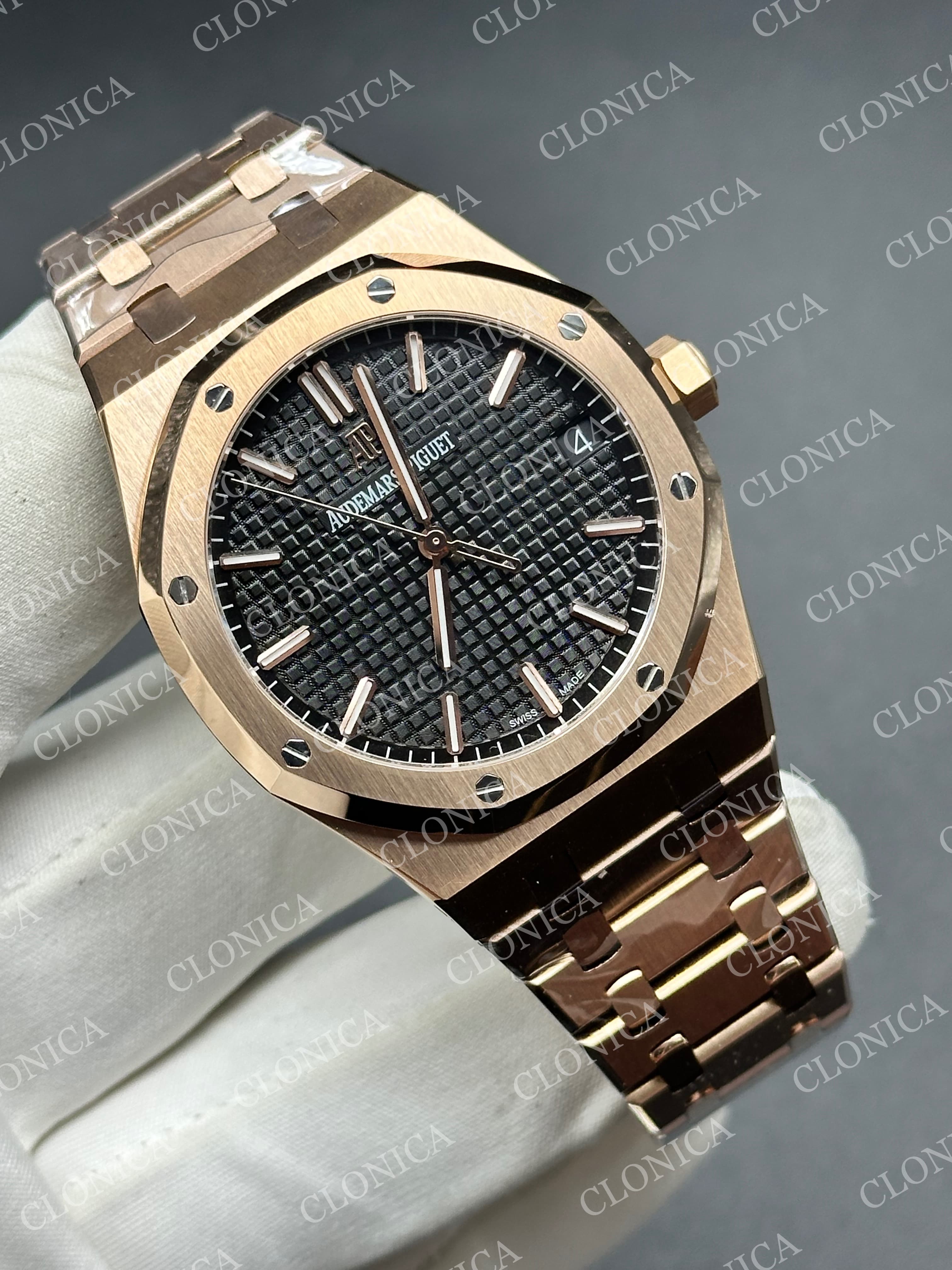 ROYAL OAK 41MM 15500 RG 1:1 BLACK TEXTURED DIAL ON SS BRACELET SUPER CLONE A4302 — view 2