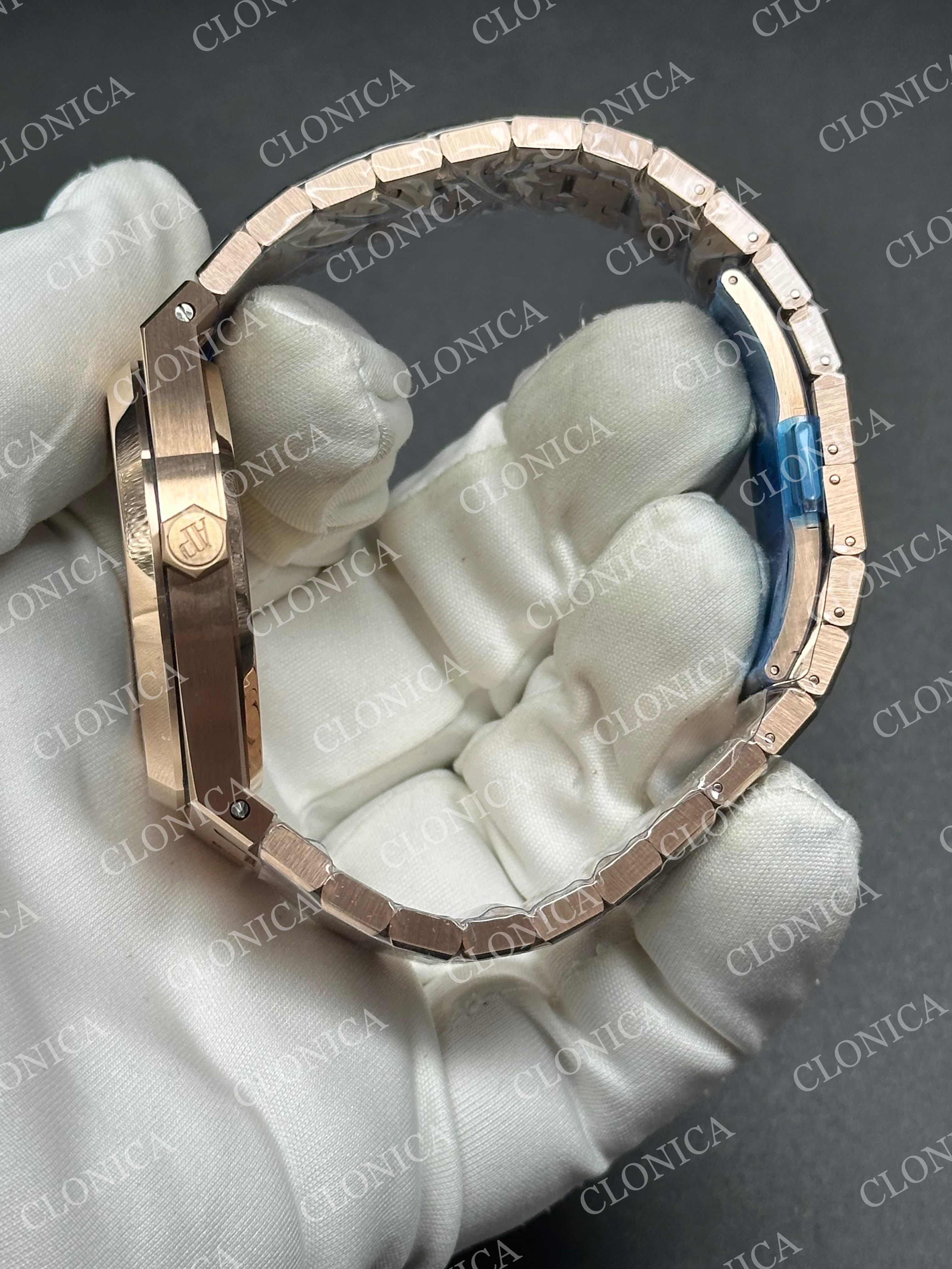 ROYAL OAK 41MM 15500 RG 1:1 BLACK TEXTURED DIAL ON SS BRACELET SUPER CLONE A4302 — view 4