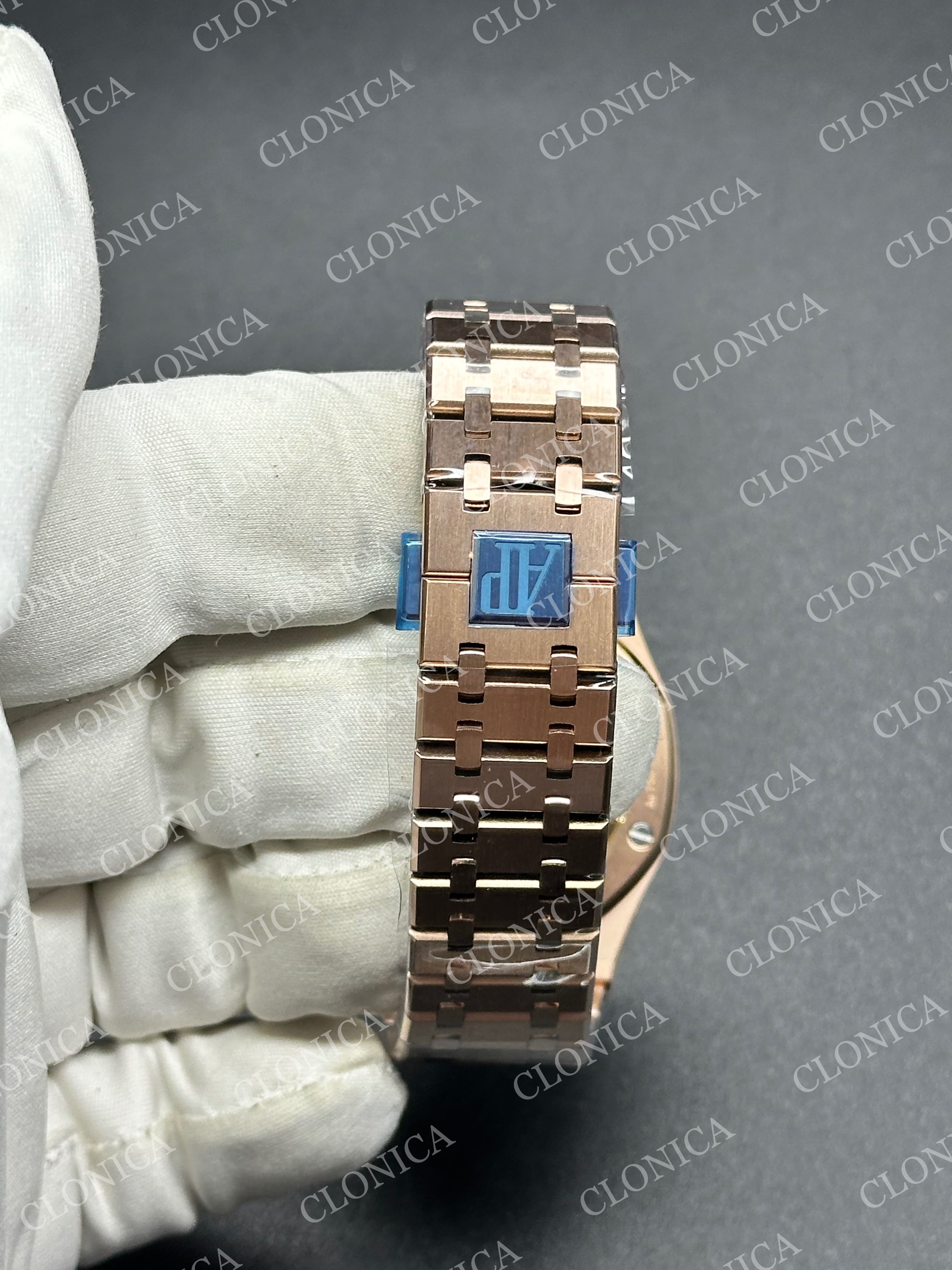 ROYAL OAK 41MM 15500 RG 1:1 BLACK TEXTURED DIAL ON SS BRACELET SUPER CLONE A4302 — view 7