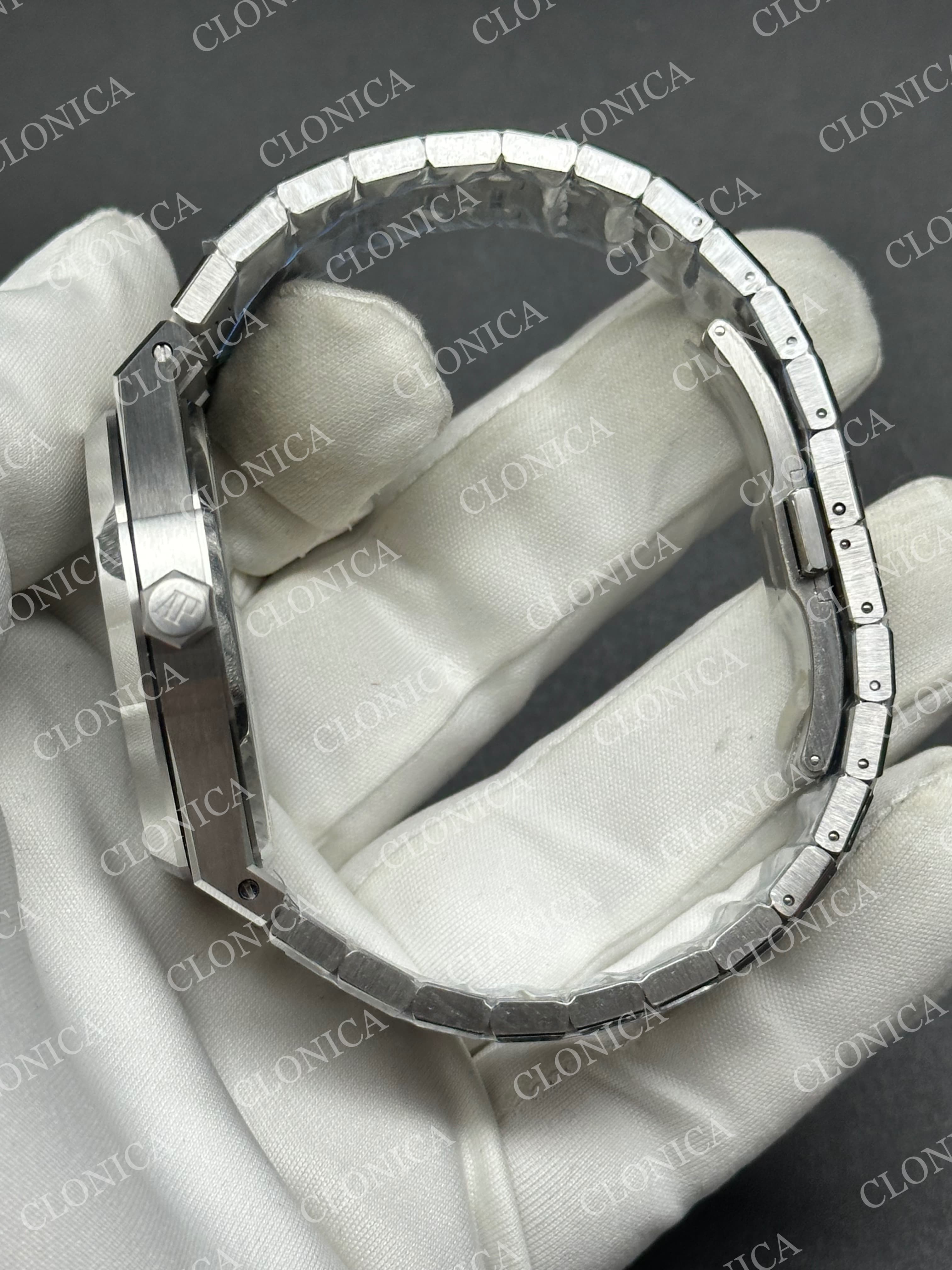 ROYAL OAK 41MM 15510 SS 1:1 BLACK TEXTURED DIAL ON SS BRACELET SUPER CLONE A4302 — view 3