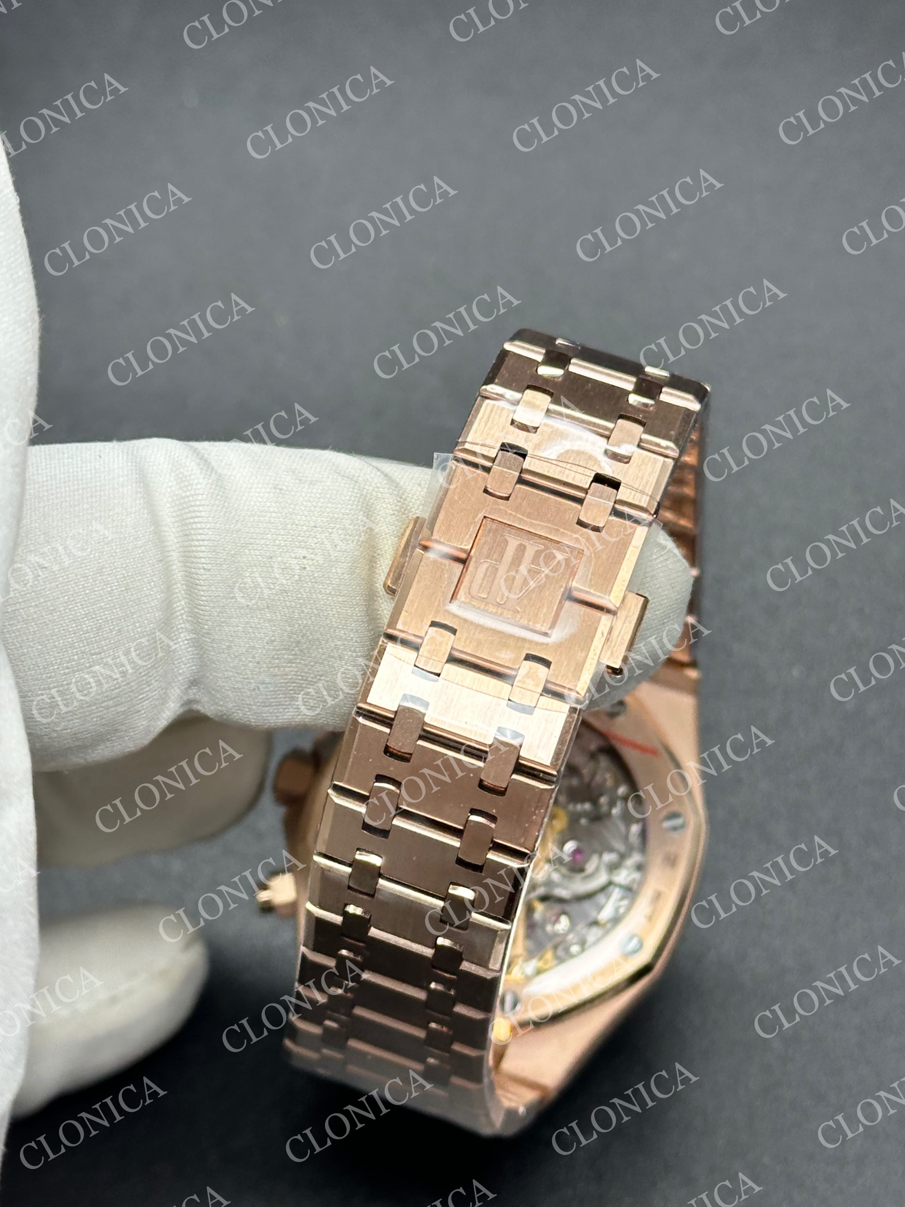 ROYAL OAK CHRONO 26240 RG BLUE DIAL ON RG BRACELET SA4401 SUPER CLONE — view 7