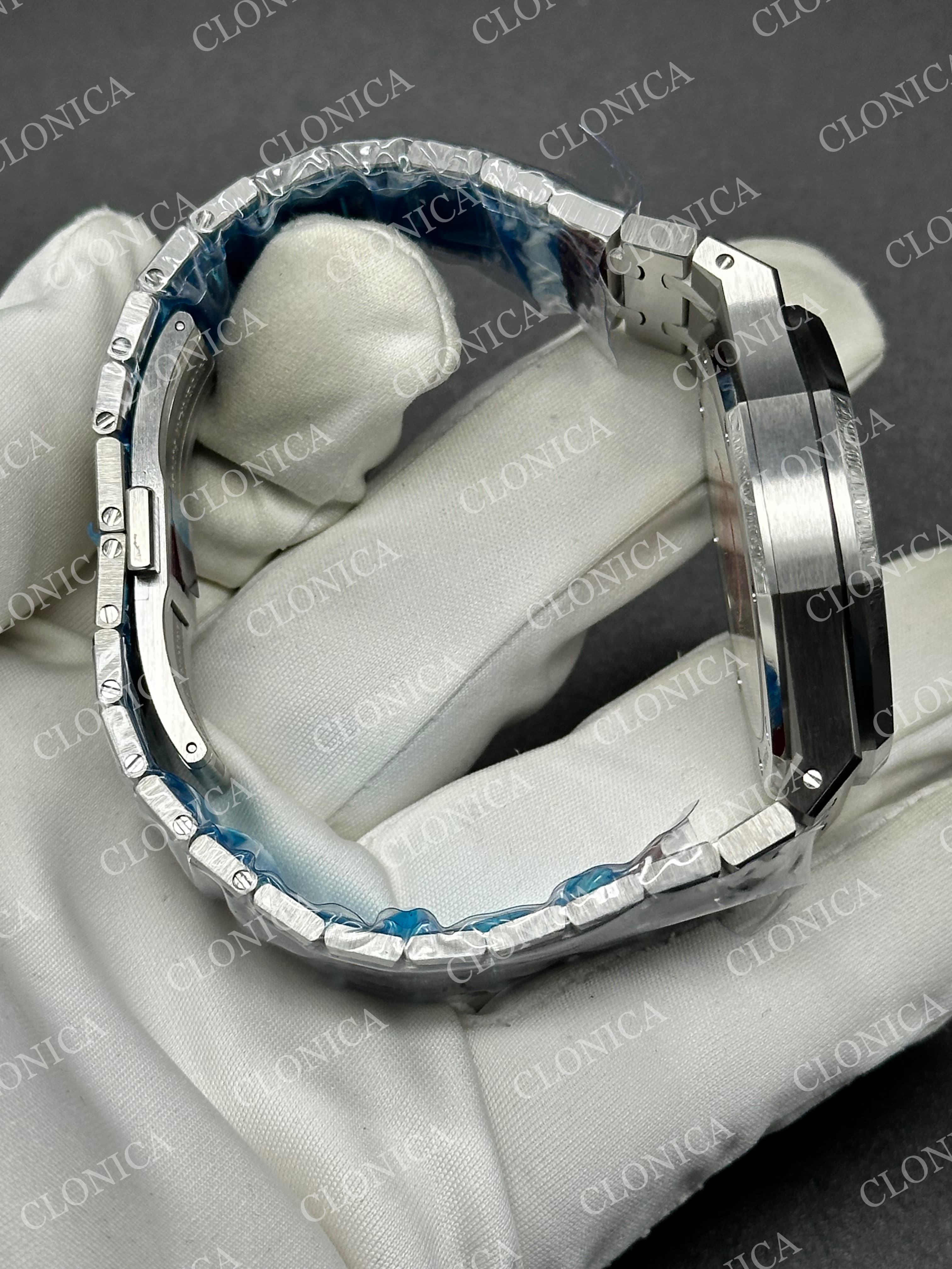 ROYAL OAK 41MM 15510 SS 1:1 BLUE TEXTURED DIAL ON SS BRACELET SUPER CLONE A4302 — view 6