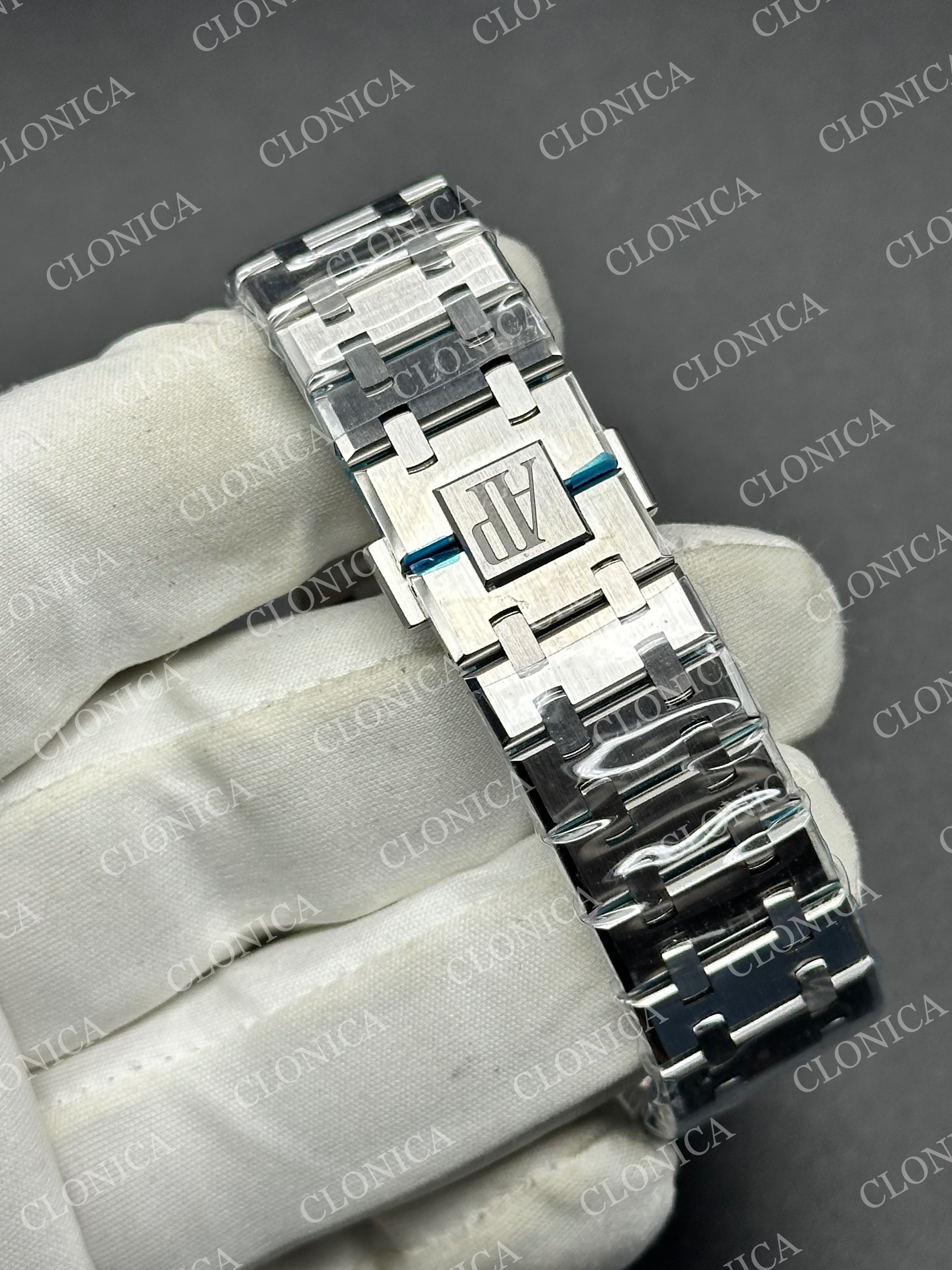 ROYAL OAK 41MM 15510 SS 1:1 BLUE TEXTURED DIAL ON SS BRACELET SUPER CLONE A4302 — view 7