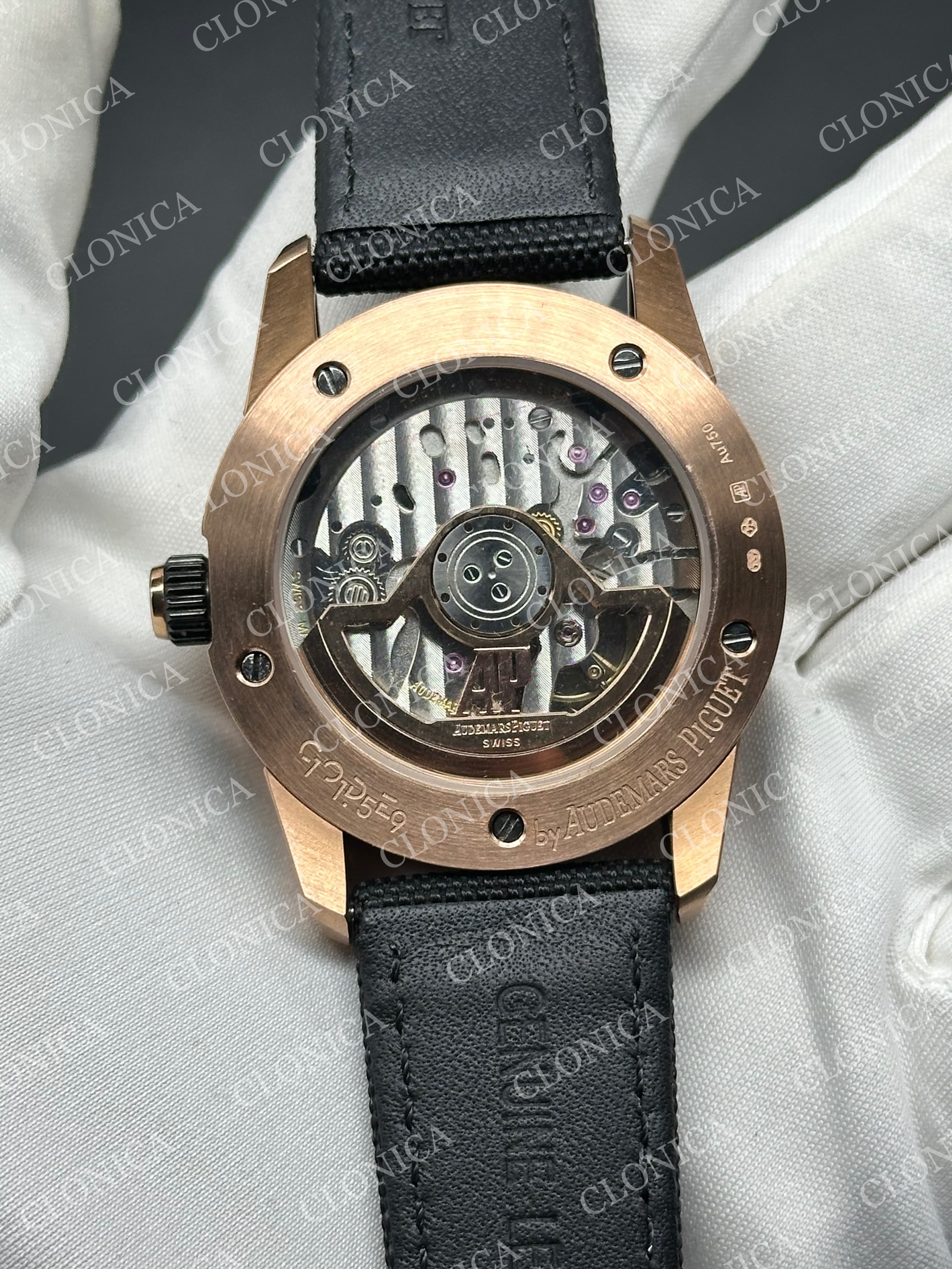 ROYAL OAK 41MM code 11.59 RG 1:1 BALCK/BLUE TEXTURED DIAL ON TEXTILE BRACELET SUPER CLONE A4302 — view 5