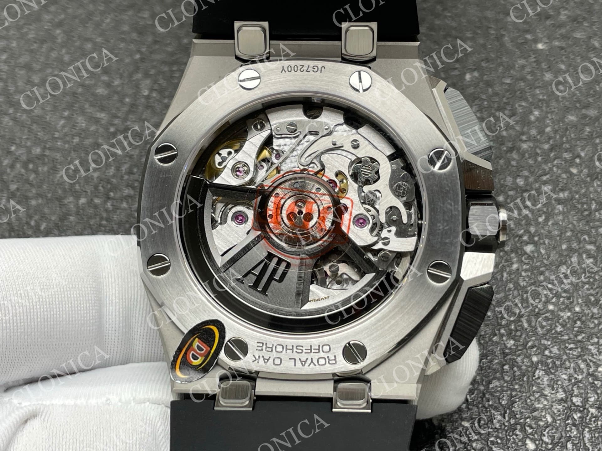 ROYAL OAK OFFSHORE 43MM 26420 CERAMIC BEZEL SS DDF 1:1 BLACK DIAL ON BLACK RUBBER STRAP DD4401 SUPER CLONE — view 8