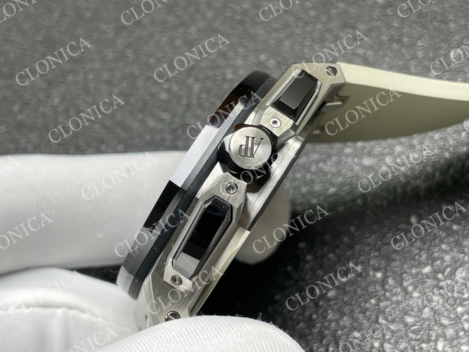 ROYAL OAK OFFSHORE 43MM 26420 CERAMIC BEZEL SS DDF 1:1 GRAY DIAL ON RUBBER STRAP DD4401 SUPER CLONE — view 7