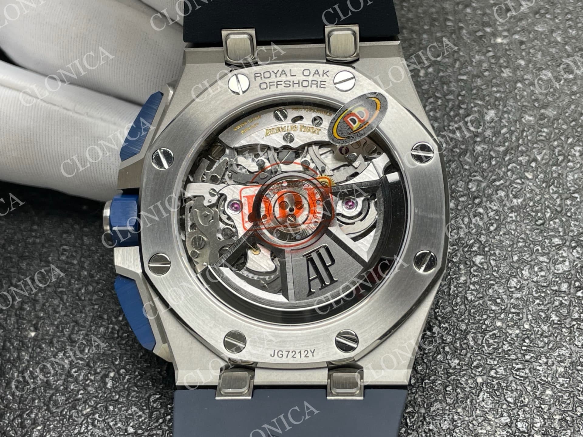 ROYAL OAK OFFSHORE 43MM 26420 BLUE CERAMIC BEZEL SS DDF 1:1 BLUE DIAL ON BLUE RUBBER STRAP DD4401 SUPER CLONE — view 8