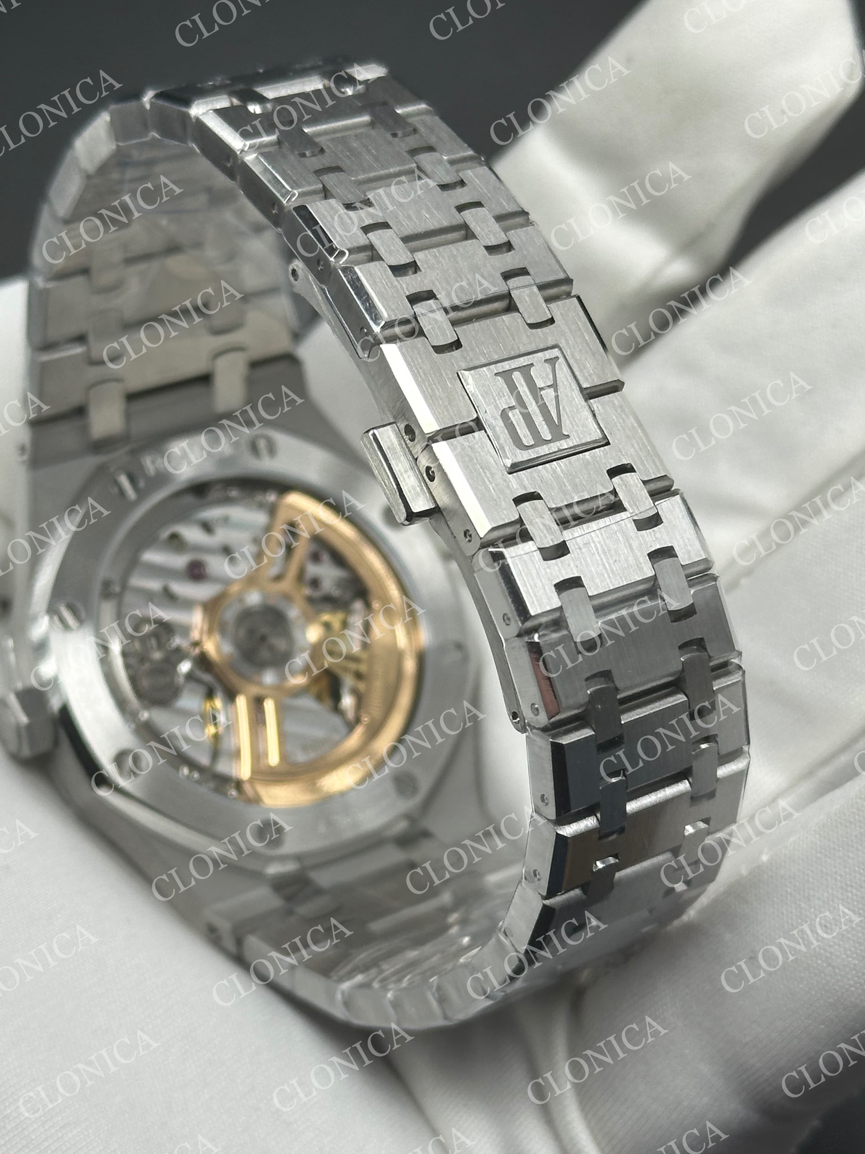 ROYAL OAK 41MM 15510 SS 1:1 WHITE TEXTURED DIAL ON SS BRACELET SUPER CLONE A4302 — view 6
