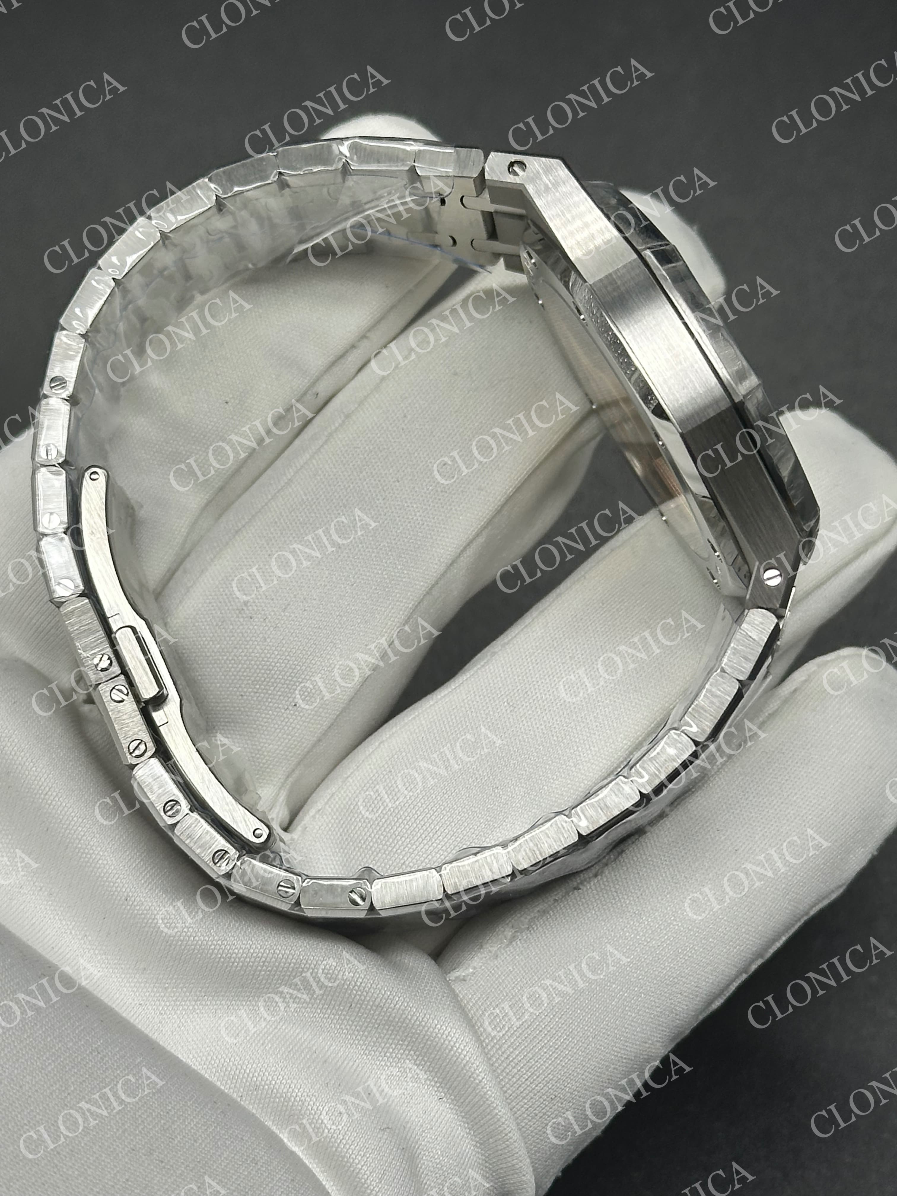 ROYAL OAK 41MM 15510 SS 1:1 WHITE TEXTURED DIAL ON SS BRACELET SUPER CLONE A4302 — view 7
