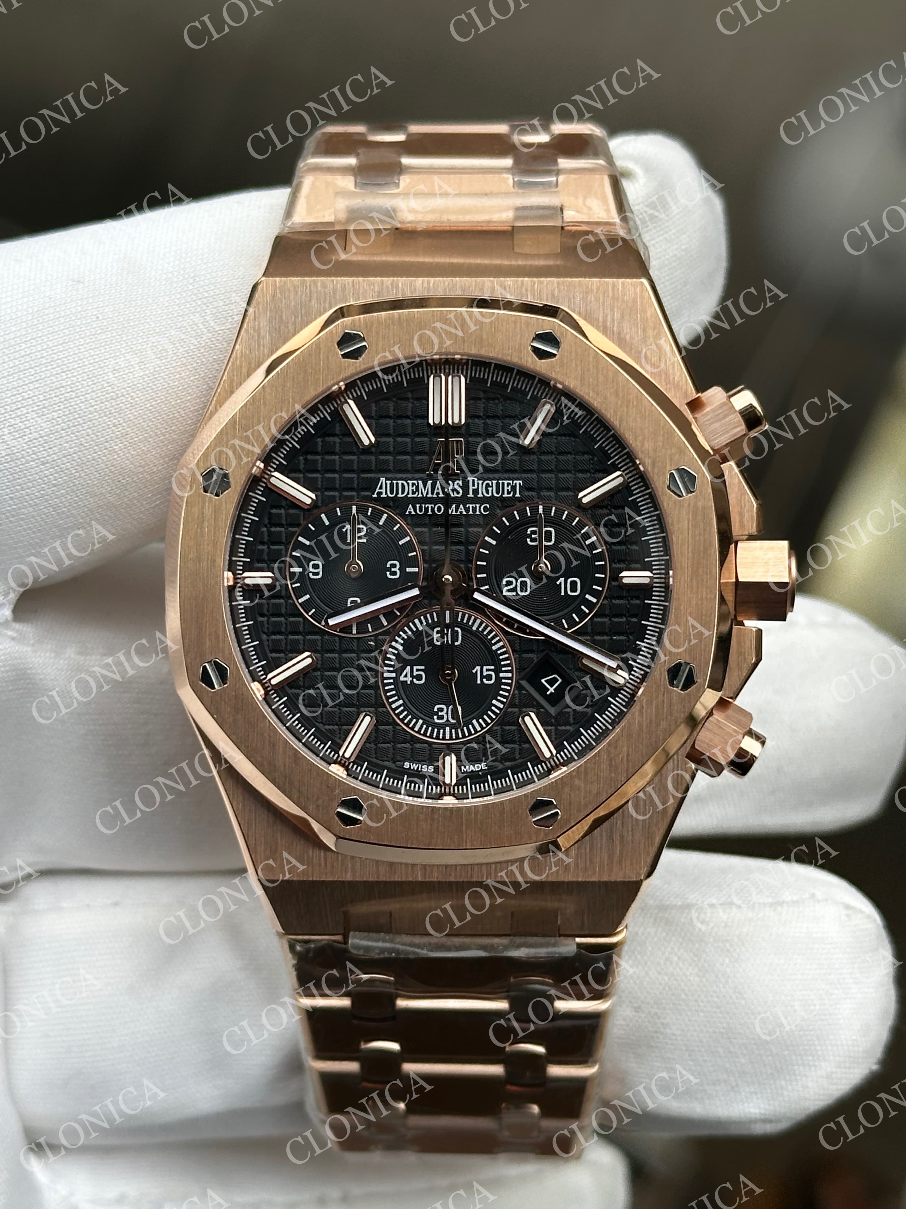 ROYAL OAK CHRONO 26331 RG BLACK DIAL BLACK SUBDIAL ON RG BRACELET A2385 — view 1