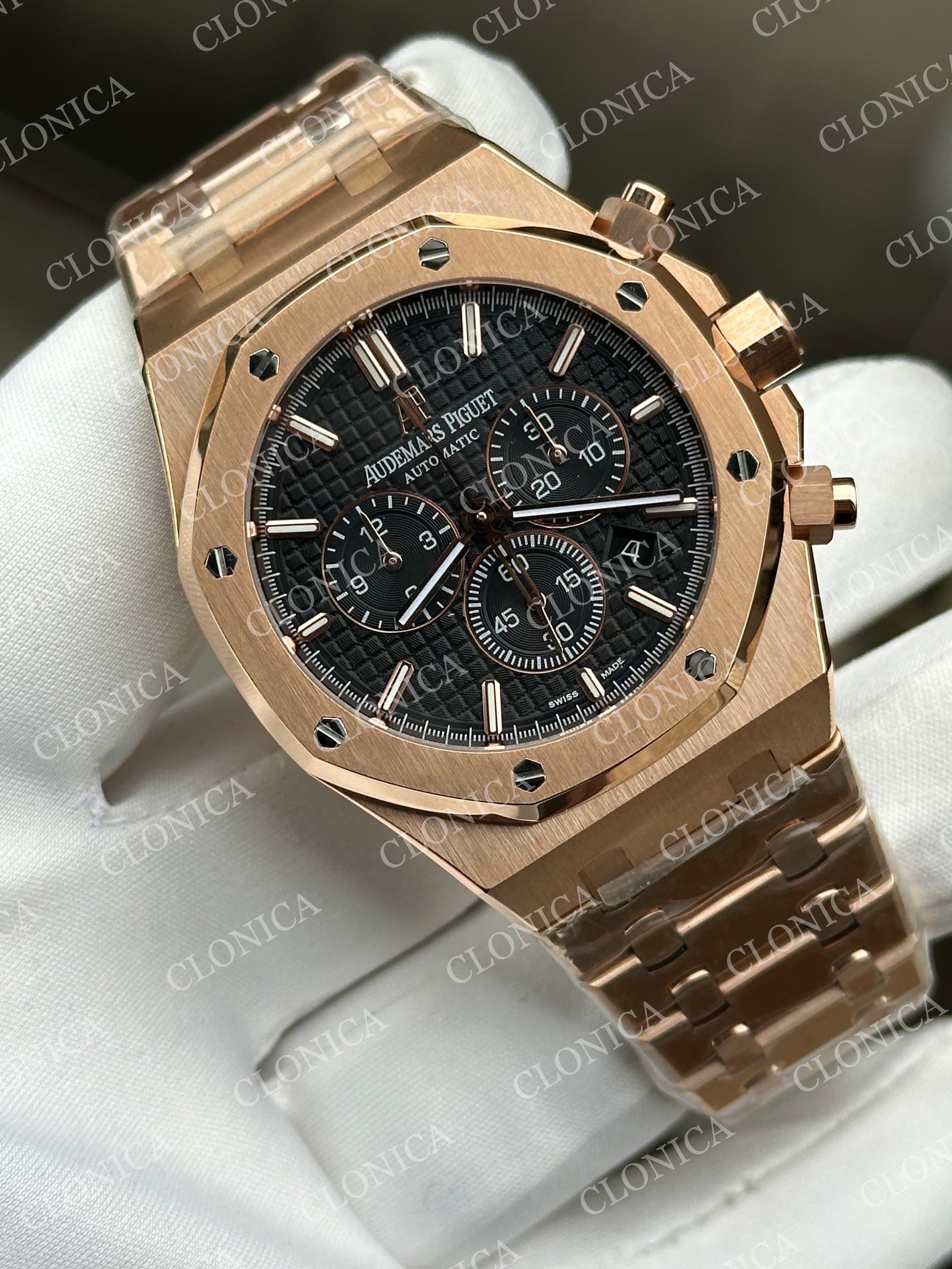 ROYAL OAK CHRONO 26331 RG BLACK DIAL BLACK SUBDIAL ON RG BRACELET A2385 — view 2