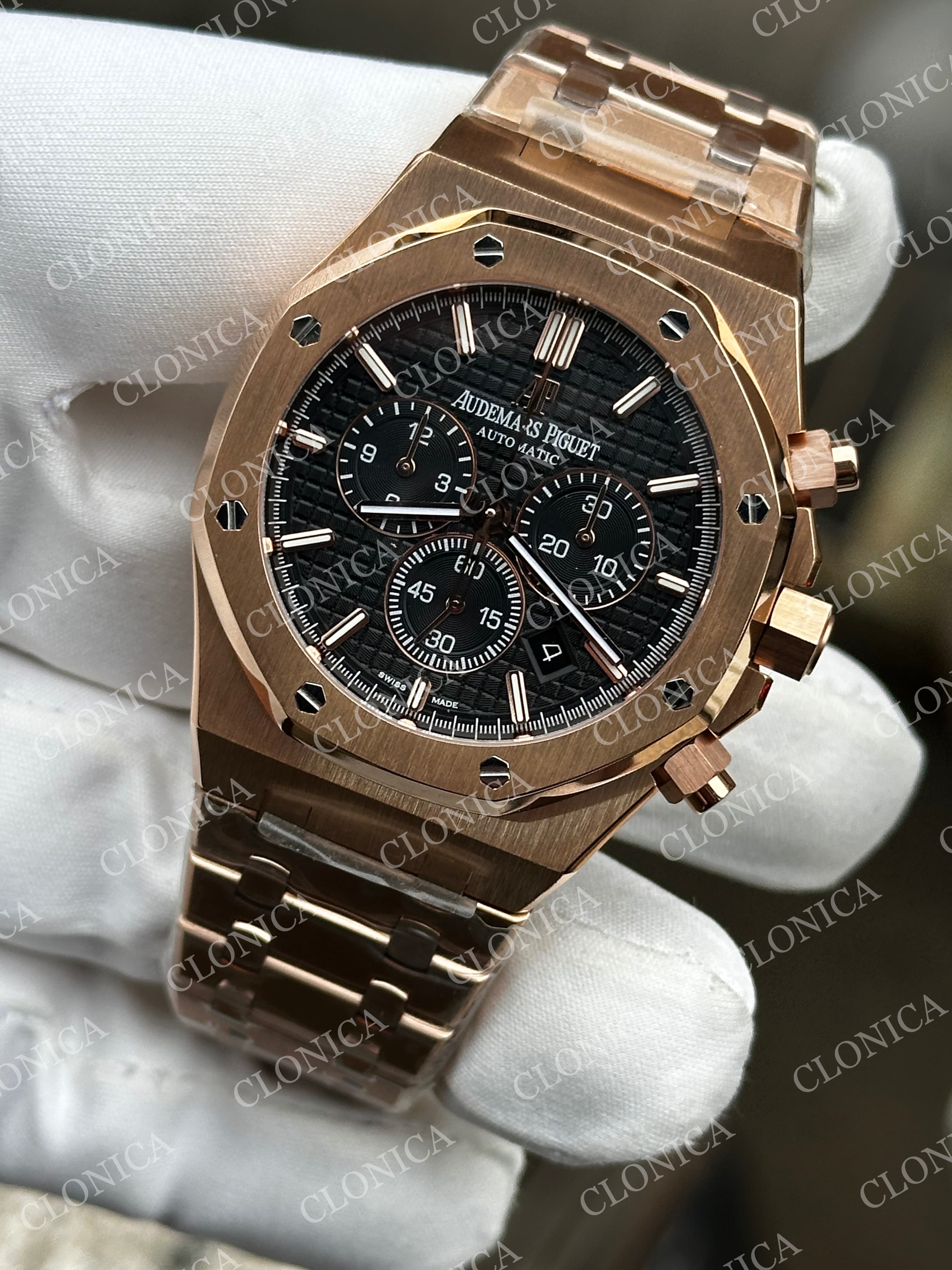 ROYAL OAK CHRONO 26331 RG BLACK DIAL BLACK SUBDIAL ON RG BRACELET A2385 — view 3
