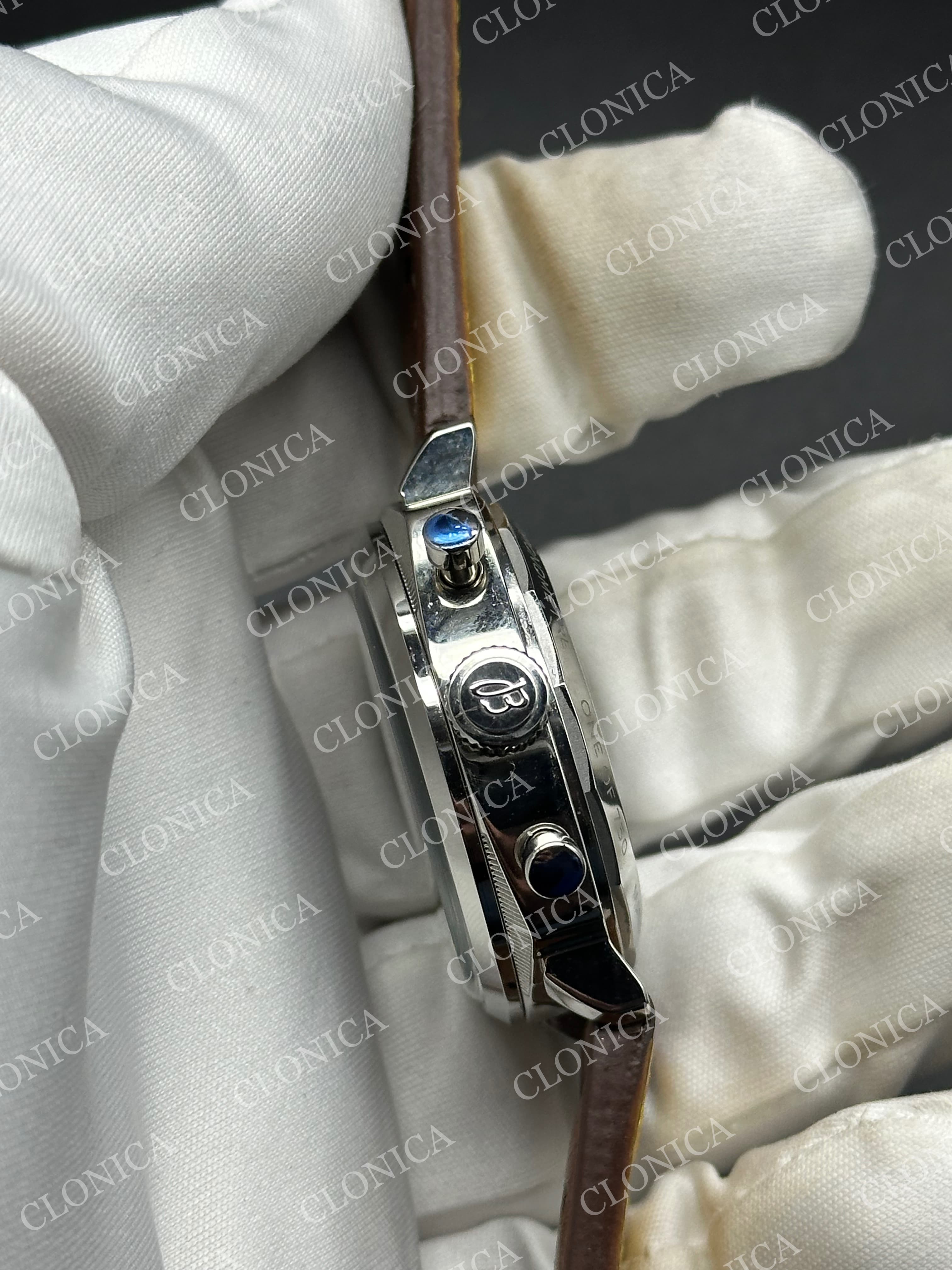 TOP TIME B01 RACING 1:1 BLACK/WHITE DIAL ON BROWN LEATHER STRAP A7750 — view 4