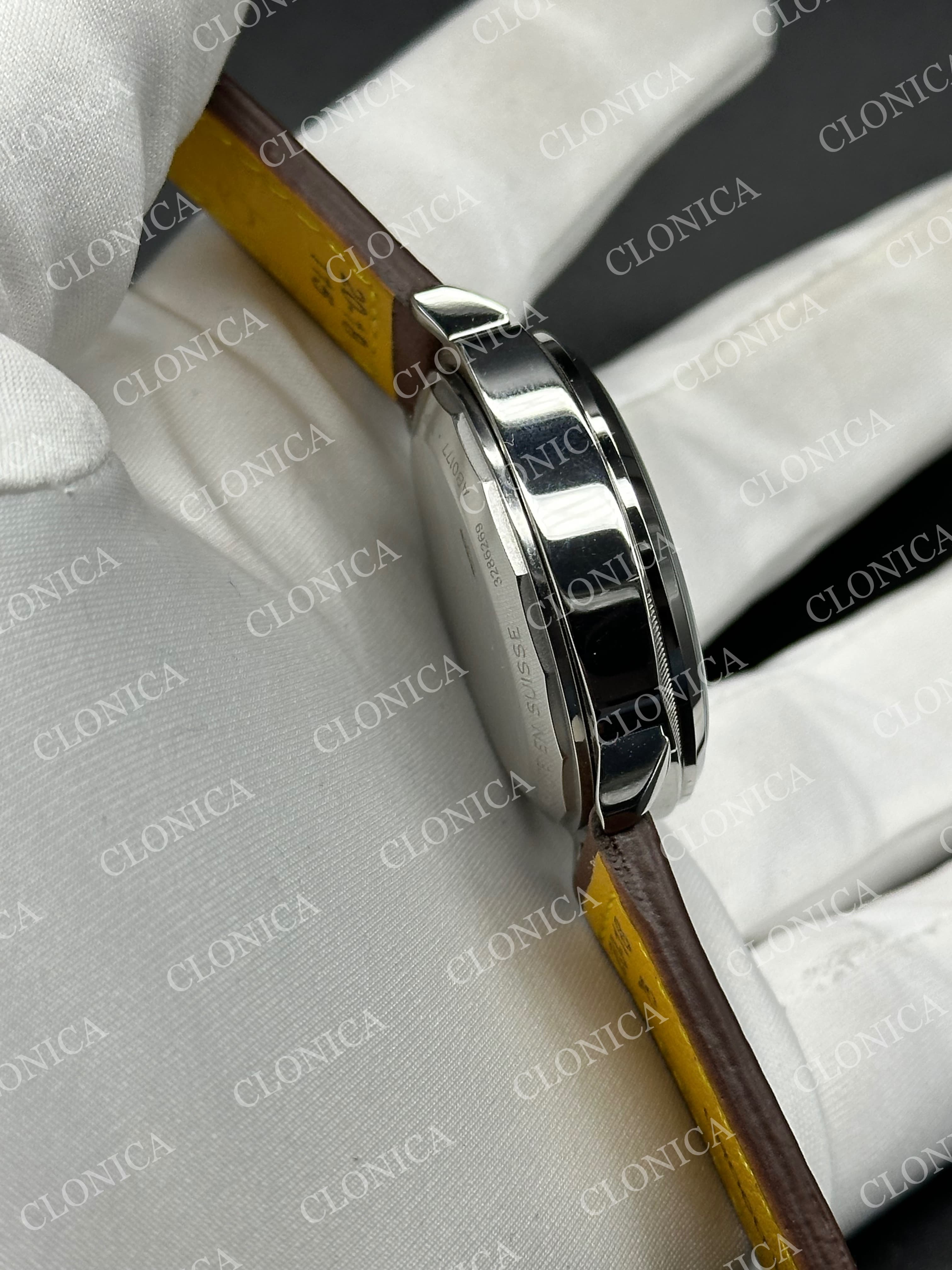 TOP TIME B01 RACING 1:1 BLACK/WHITE DIAL ON BROWN LEATHER STRAP A7750 — view 6