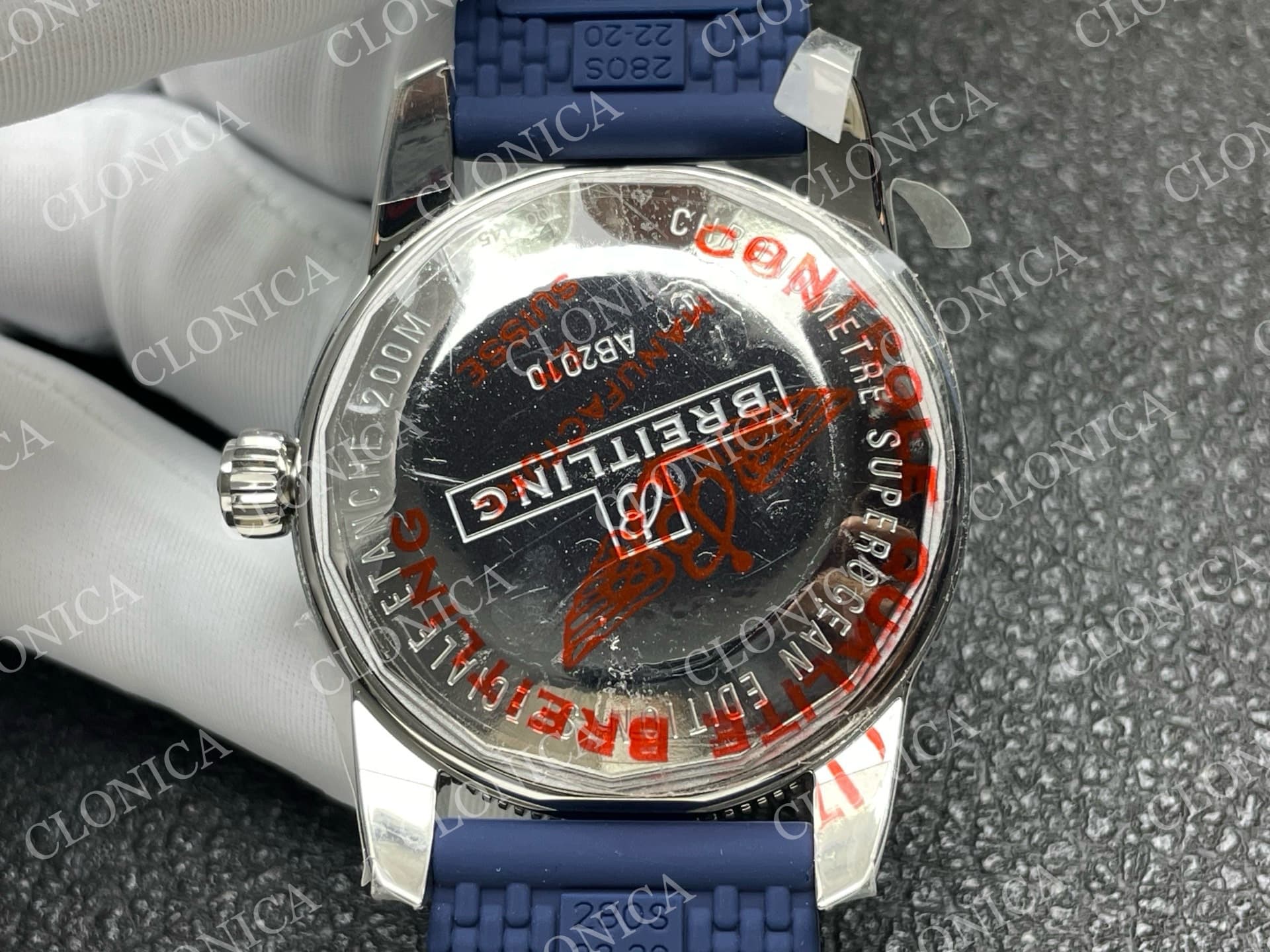 SUPEROCEAN 42MM AB2010 SS BLUE DIAL BLUE CERAMIC BEZEL ON BLUE RUBBER STRAP A2824 — view 8