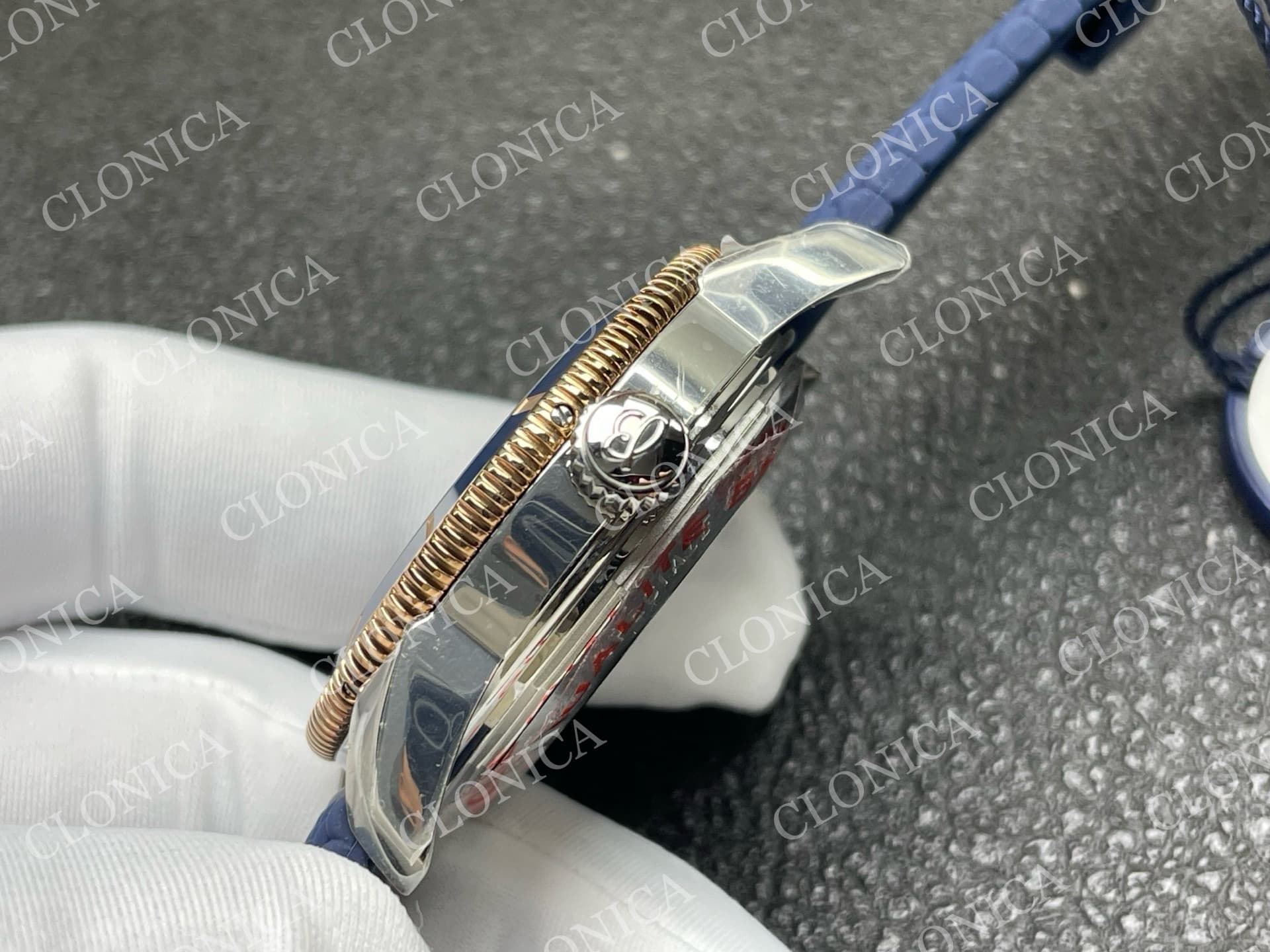 SUPEROCEAN 42MM AB2010 SS/RG BLUE DIAL BLUE CERAMIC BEZEL ON BLUE RUBBER STRAP A2824 — view 7