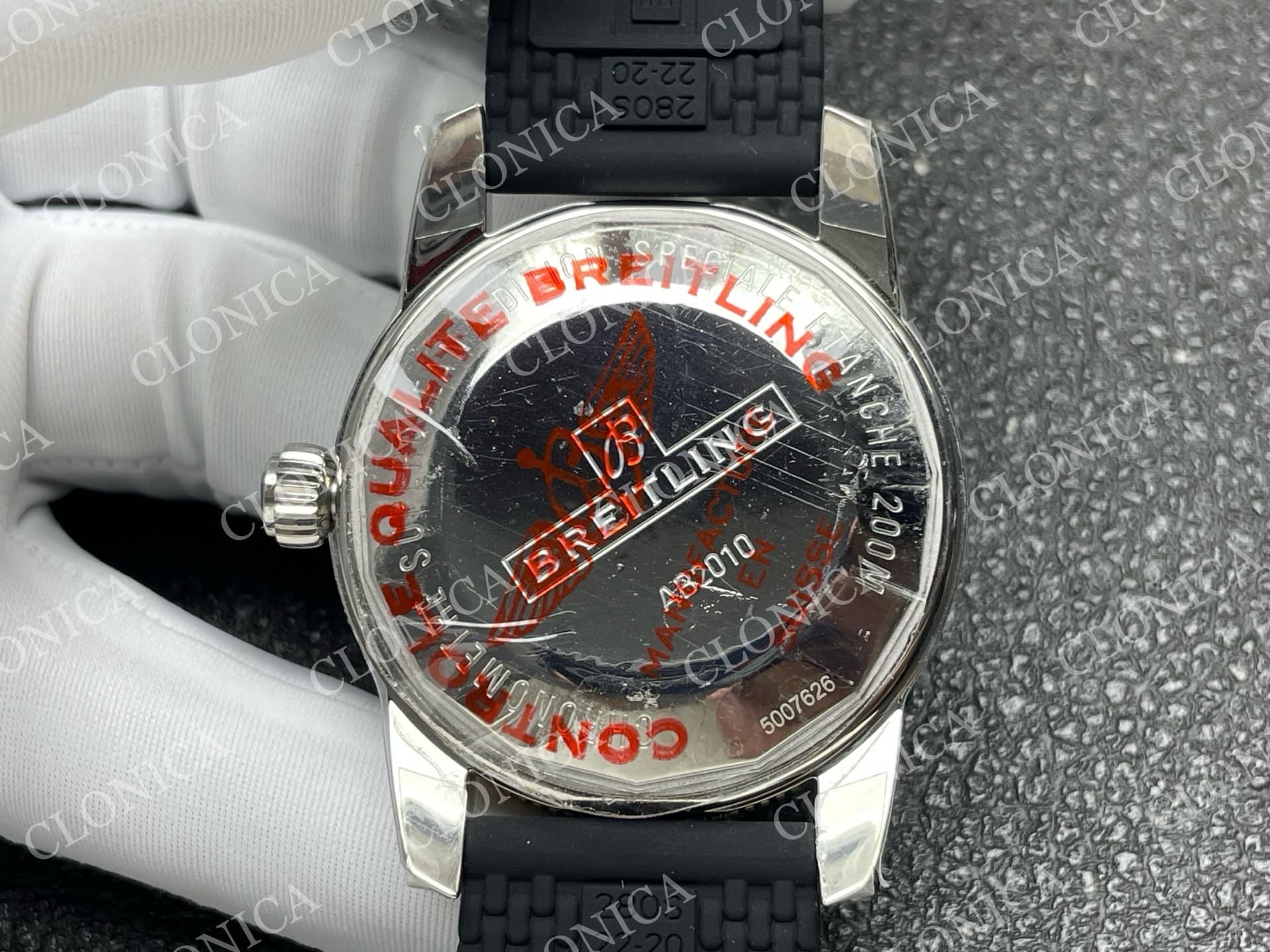 SUPEROCEAN 42MM AB2010 SS/RG BLACK DIAL BLACK CERAMIC BEZEL ON BLACK RUBBER STRAP A2824 — view 8