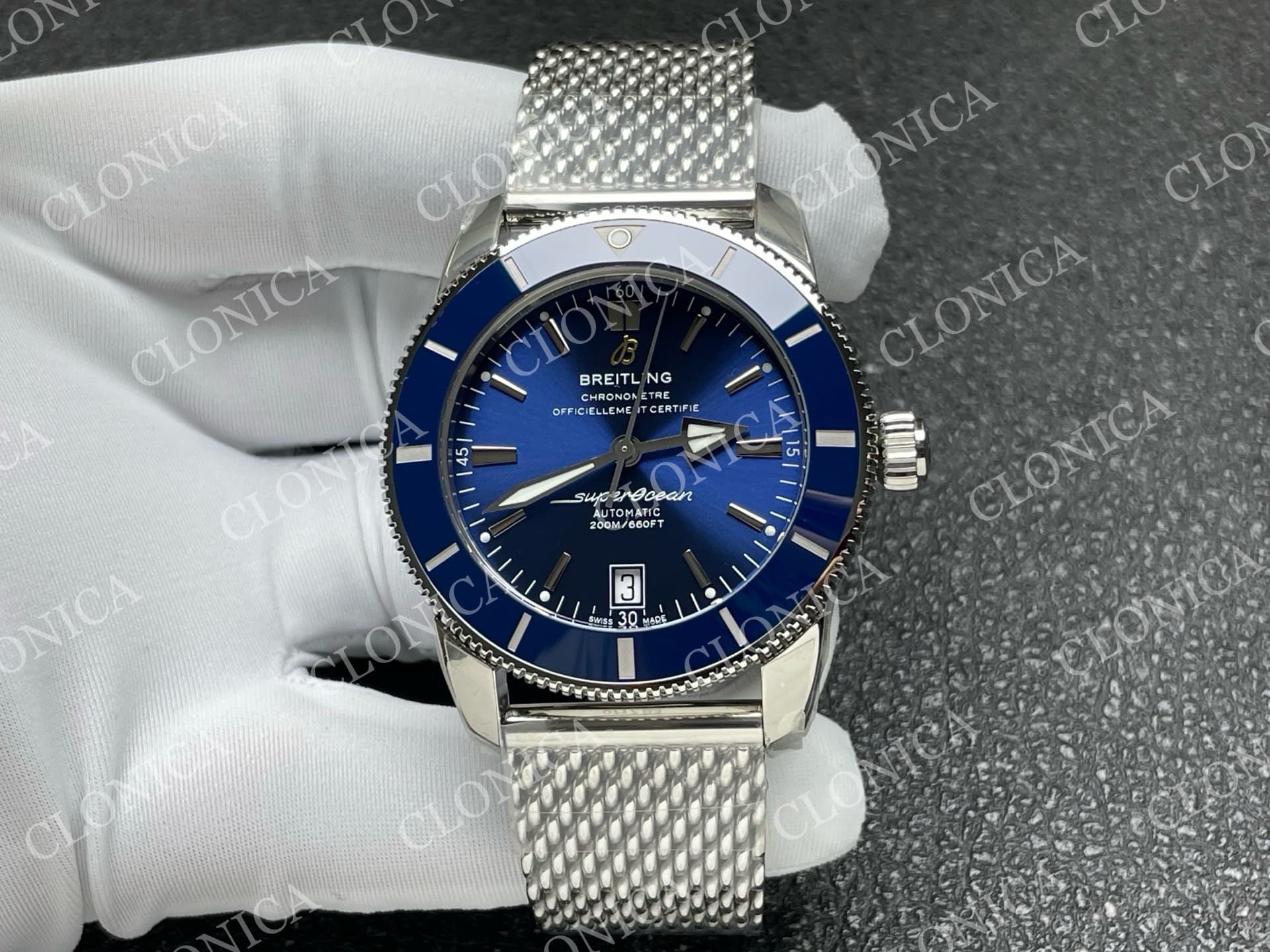 SUPEROCEAN 42MM AB2010 SS BLUE DIAL BLUE CERAMIC BEZEL ON SS BRACELET A2824 — view 1