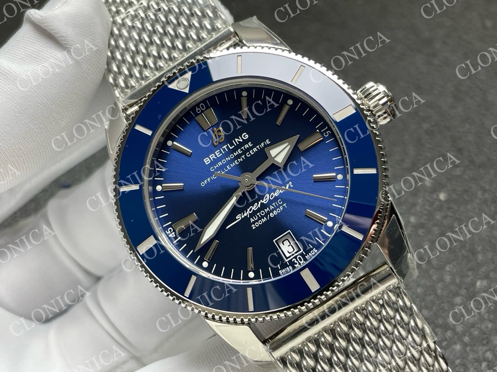 SUPEROCEAN 42MM AB2010 SS BLUE DIAL BLUE CERAMIC BEZEL ON SS BRACELET A2824 — view 2
