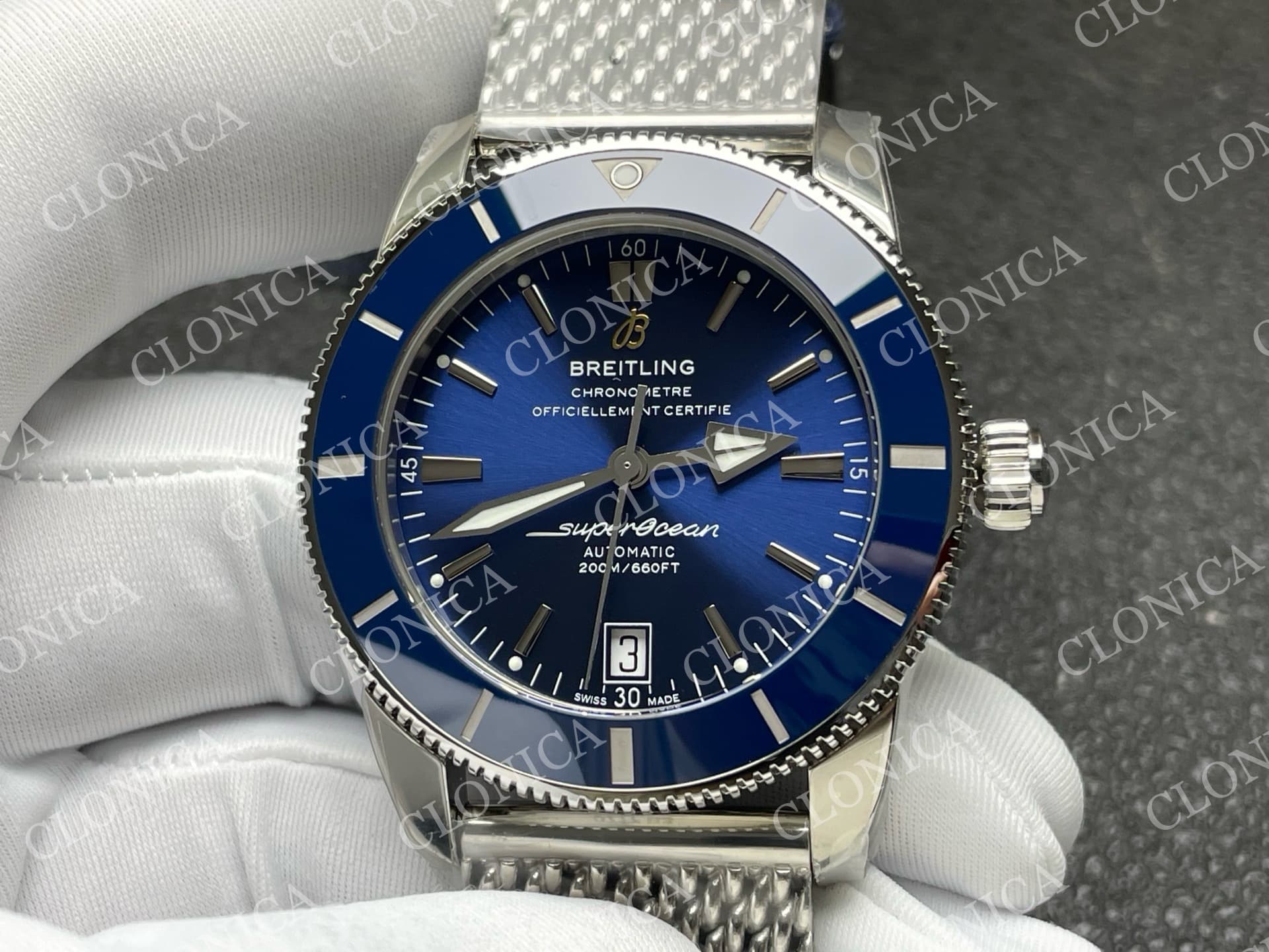 SUPEROCEAN 42MM AB2010 SS BLUE DIAL BLUE CERAMIC BEZEL ON SS BRACELET A2824 — view 3