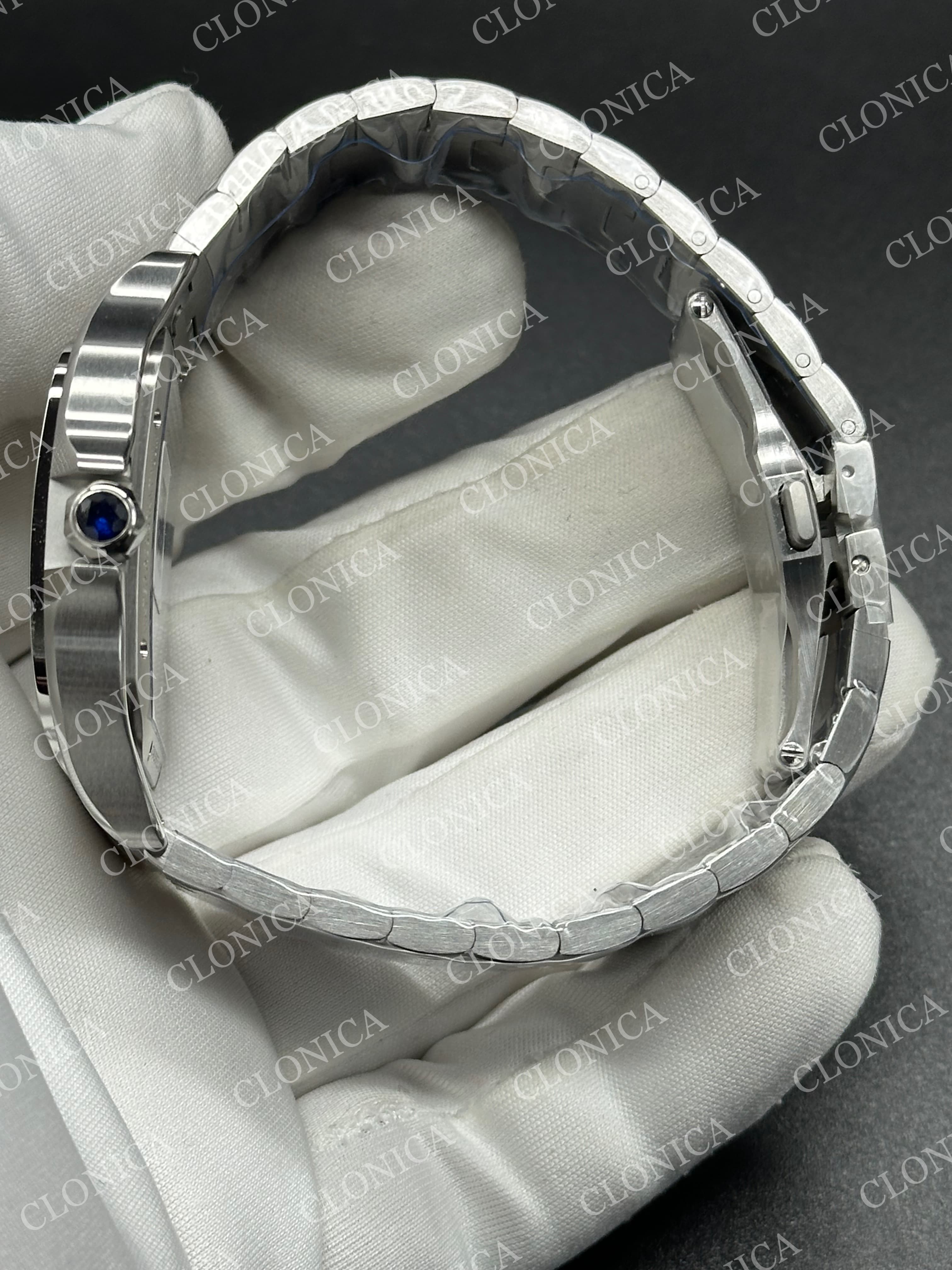 SANTOS DE CARTIER SKELETON SS SKELETON DIAL ON SS SMARTLINK BRACELET SUPER CLONE 9611MC — view 4