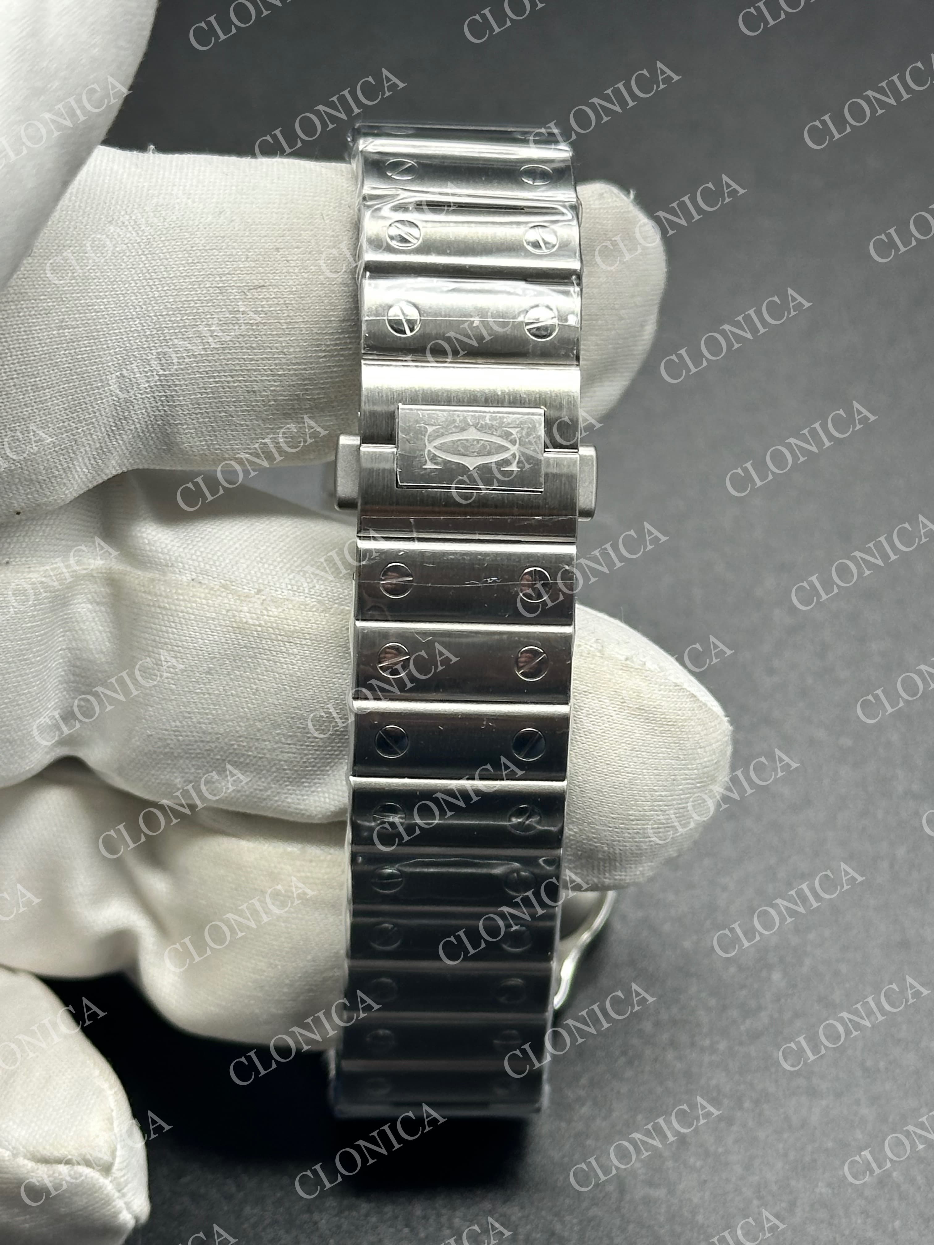 SANTOS DE CARTIER 35MM WHITE DIAL ON SS SMARTLINKS BRACELET — view 7