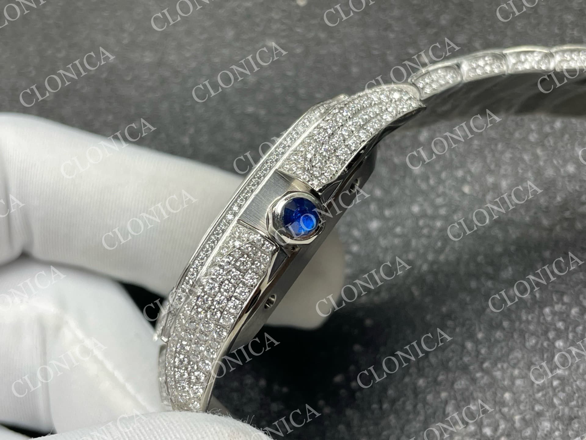 SANTOS DE CARTIER 40MM 1:1 DIAMOND DIAL ON SS DIAMOND SMARTLINKS BRACELET — view 7