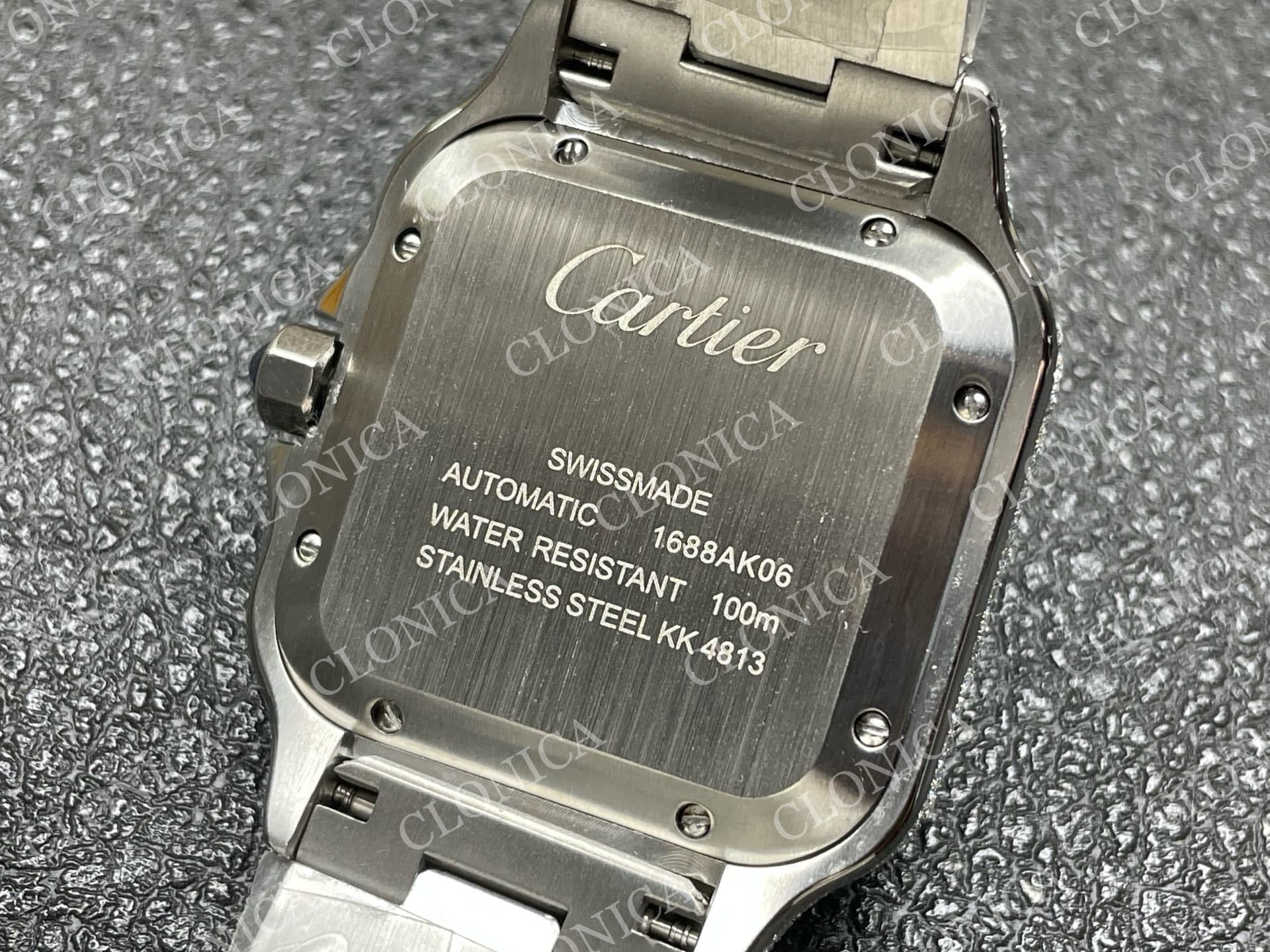 SANTOS DE CARTIER 40MM 1:1 DIAMOND DIAL ON SS DIAMOND SMARTLINKS BRACELET — view 8