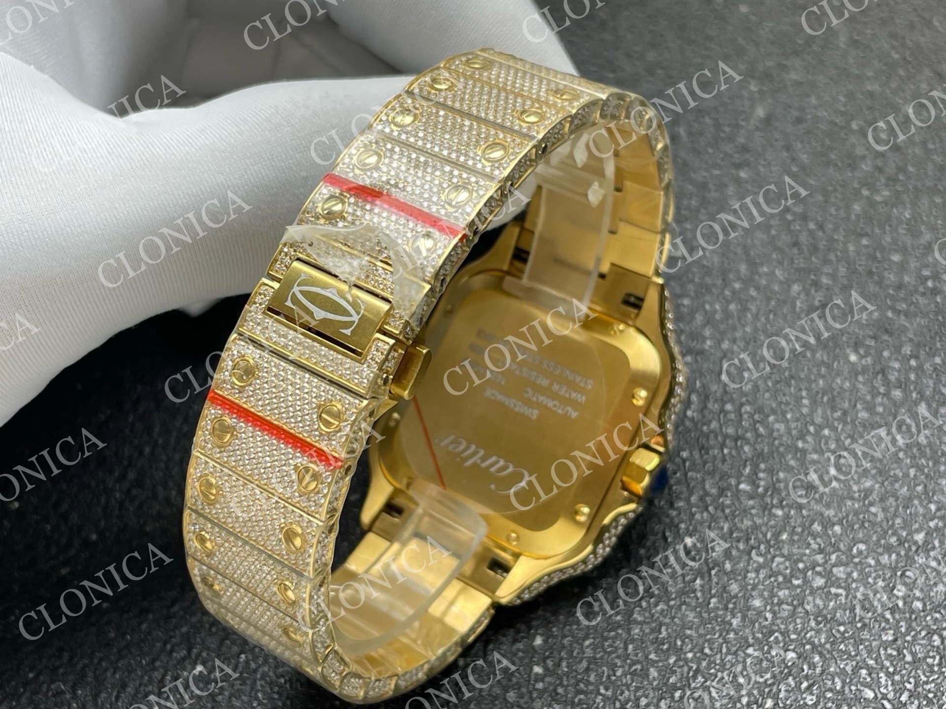 SANTOS DE CARTIER 40MM 1:1 DIAMOND DIAL ON YG DIAMOND SMARTLINKS BRACELET — view 5