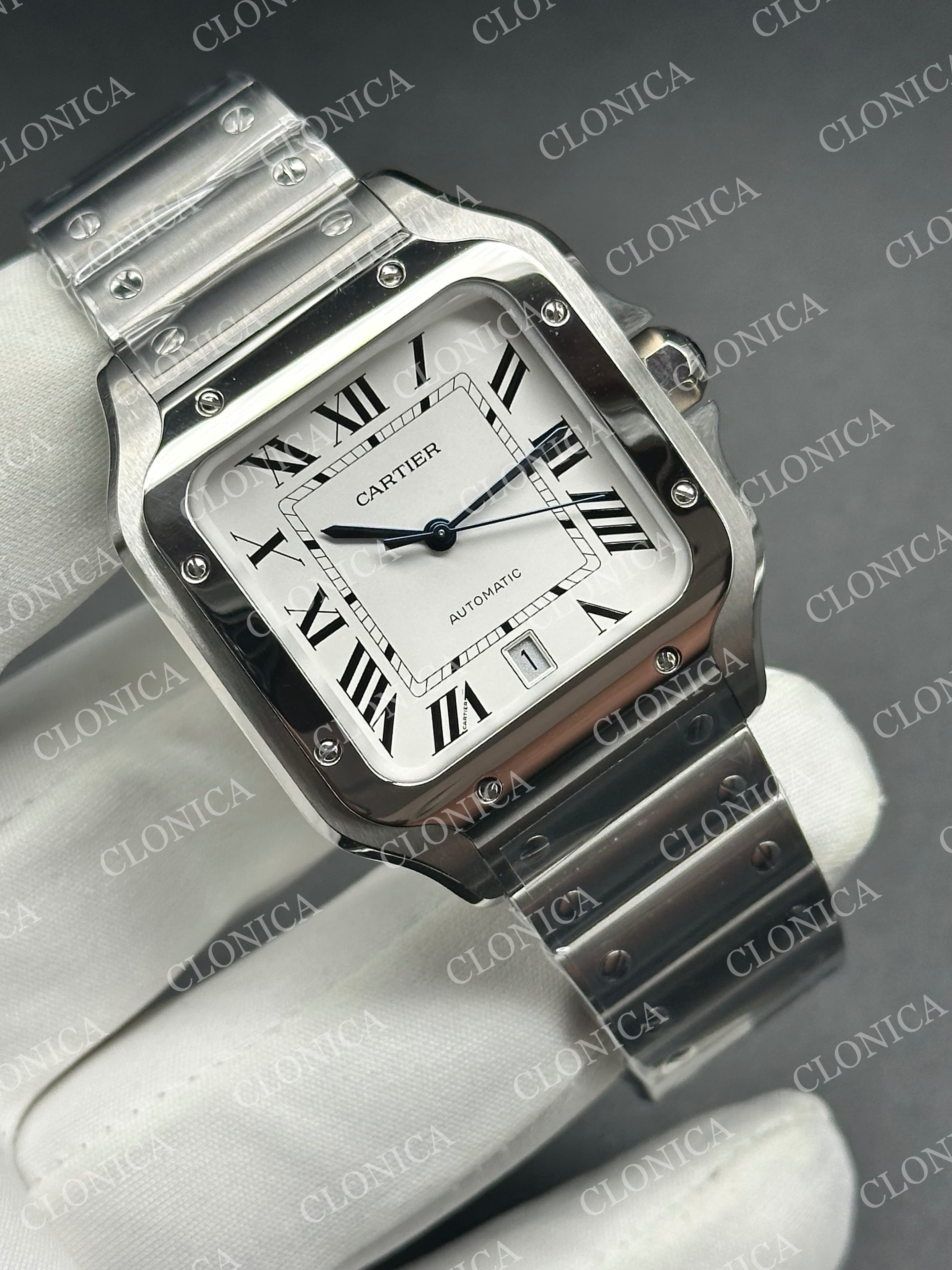SANTOS DE CARTIER 40MM 1:1 WHITE DIAL ON SS SMARTLINKS BRACELET — view 2