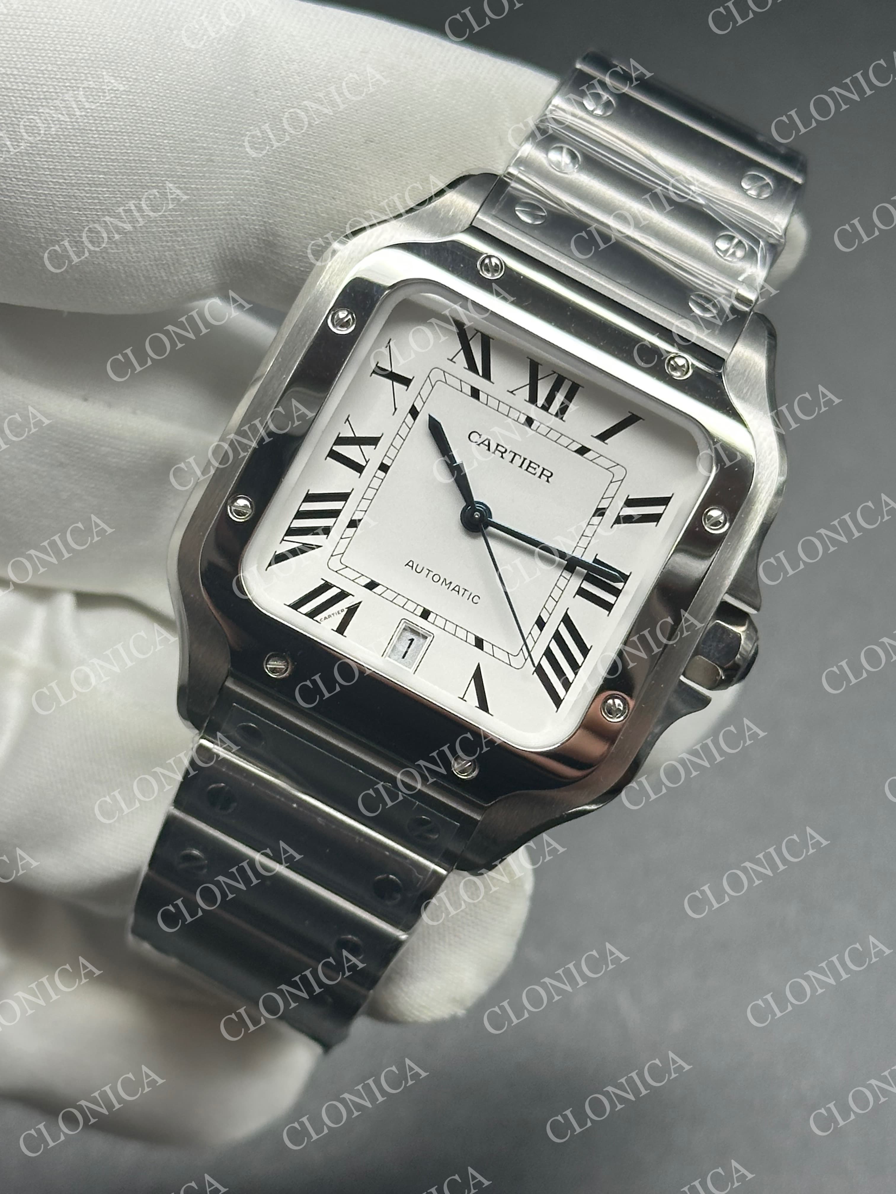 SANTOS DE CARTIER 40MM 1:1 WHITE DIAL ON SS SMARTLINKS BRACELET — view 3