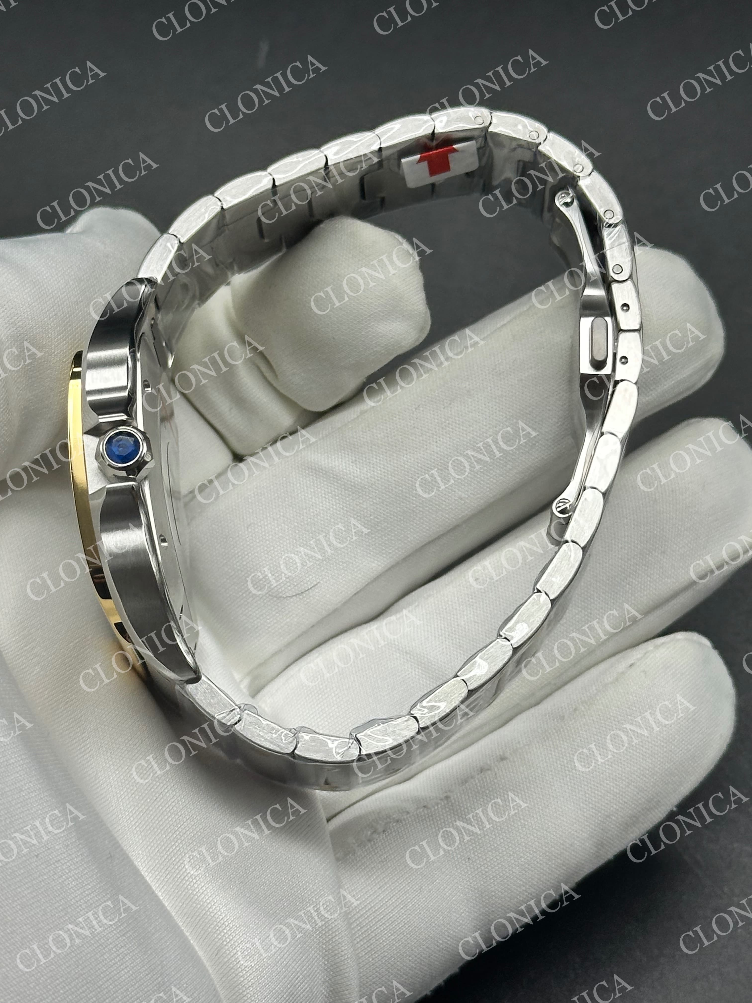 SANTOS DE CARTIER 40MM 1:1 WHITE DIAL ON YG 2 TONE SMARTLINKS BRACELET — view 4