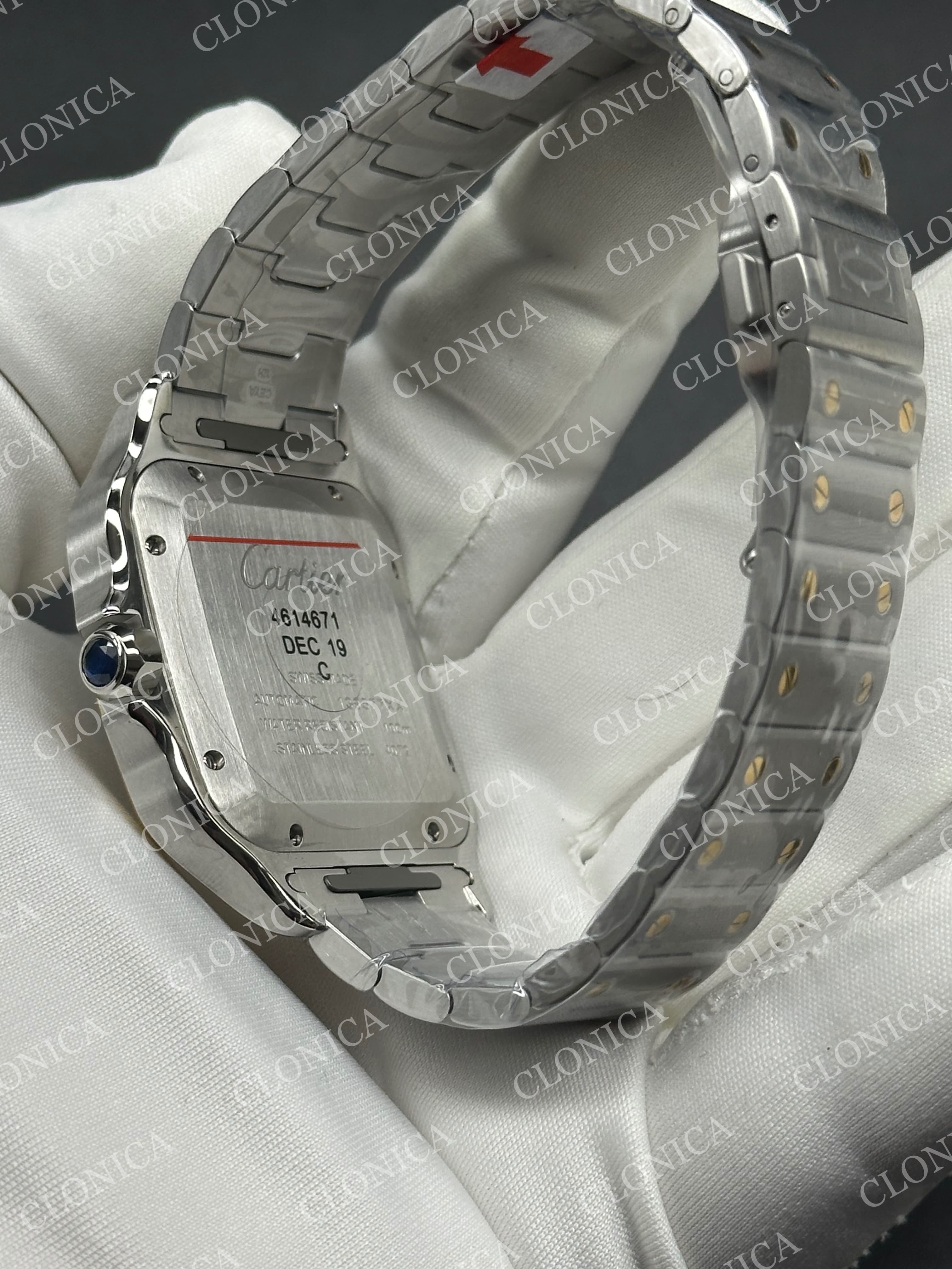 SANTOS DE CARTIER 40MM 1:1 WHITE DIAL ON YG 2 TONE SMARTLINKS BRACELET — view 5