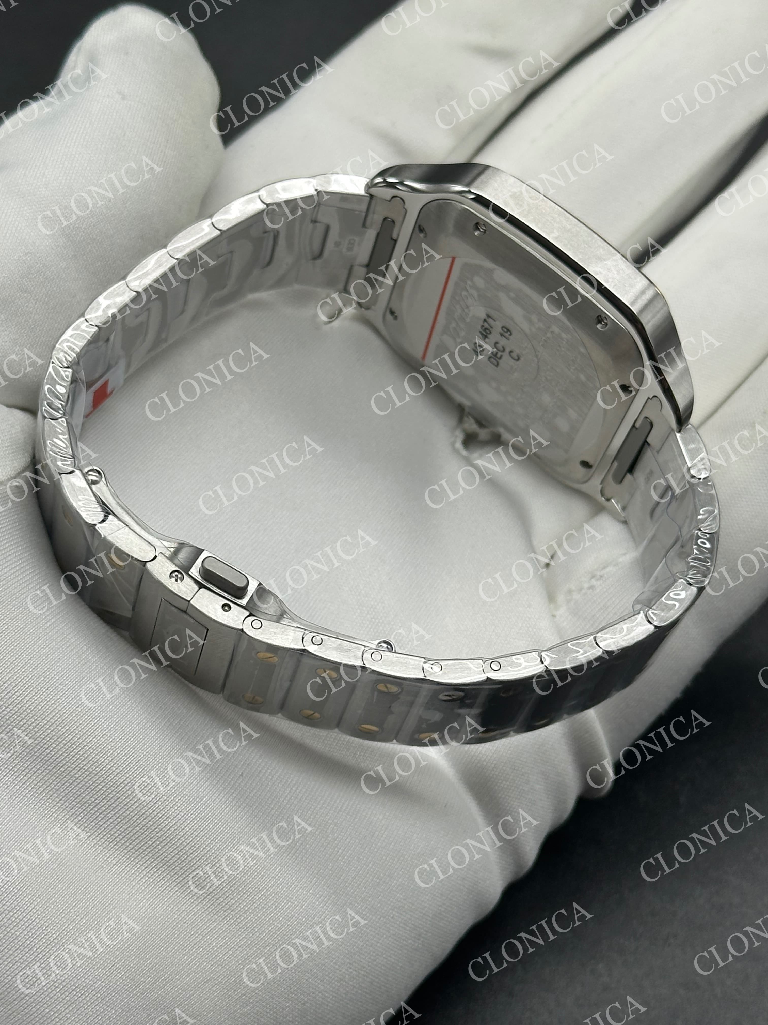 SANTOS DE CARTIER 40MM 1:1 WHITE DIAL ON YG 2 TONE SMARTLINKS BRACELET — view 6