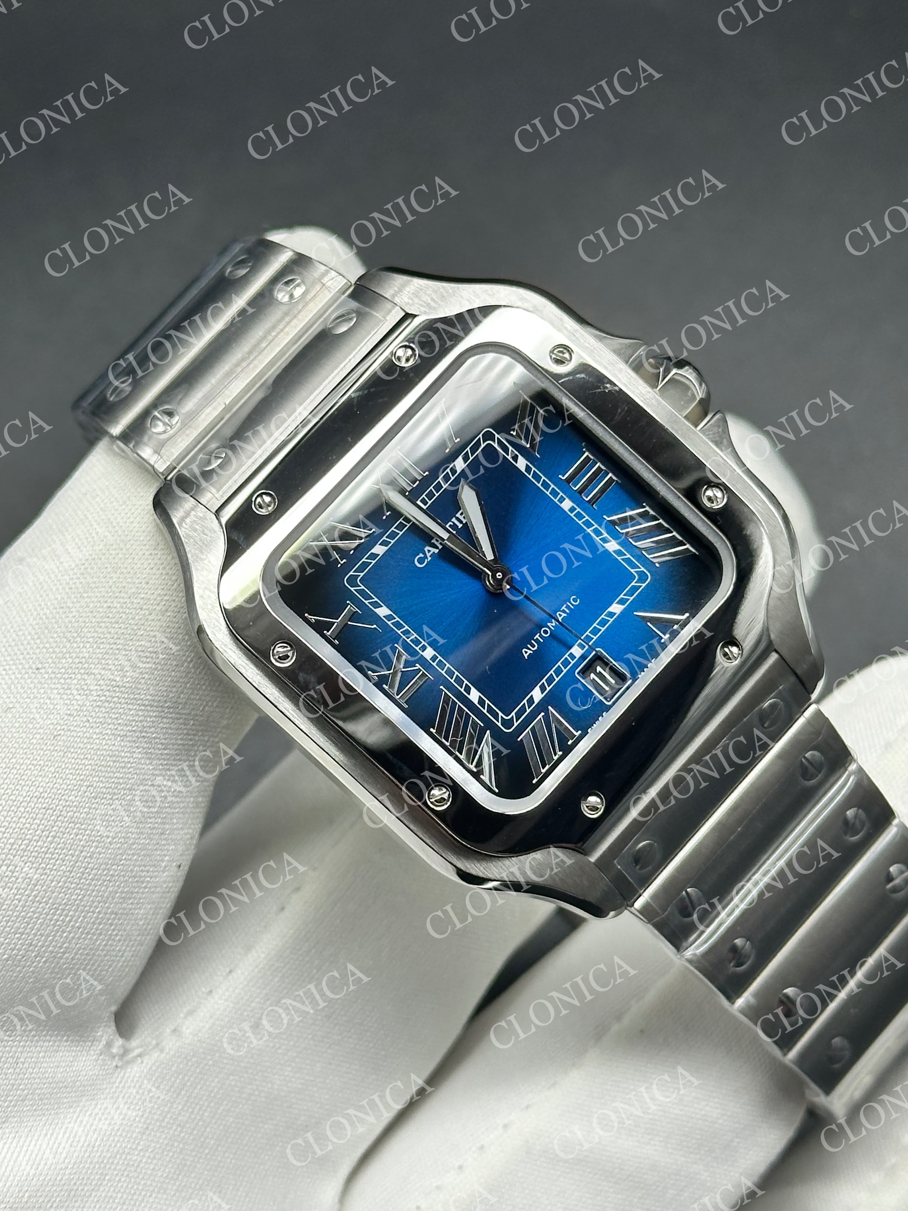 SANTOS DE CARTIER 40MM 1:1 BLUE DIAL ON SS SMARTLINKS BRACELET — view 2