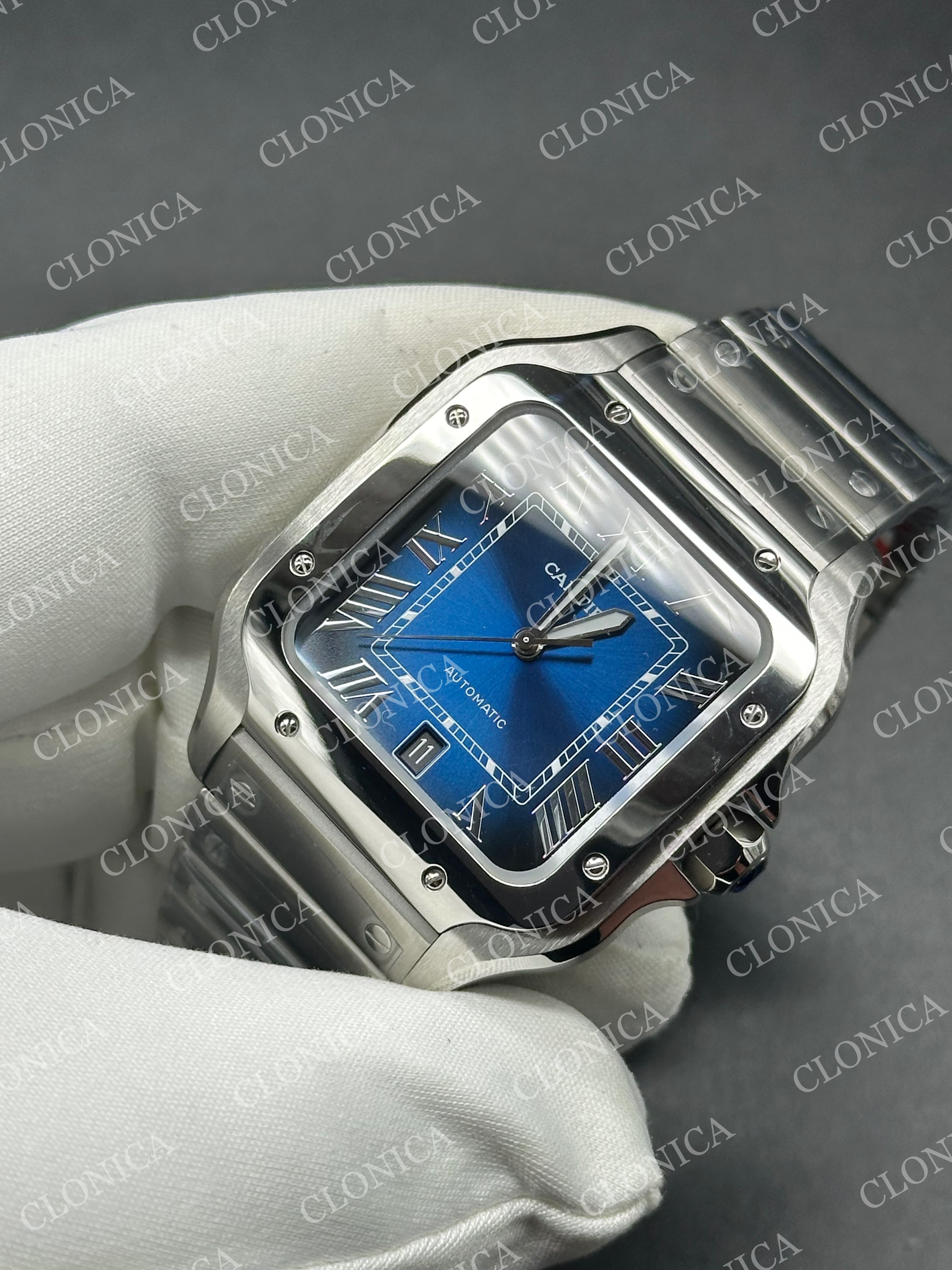 SANTOS DE CARTIER 40MM 1:1 BLUE DIAL ON SS SMARTLINKS BRACELET — view 3