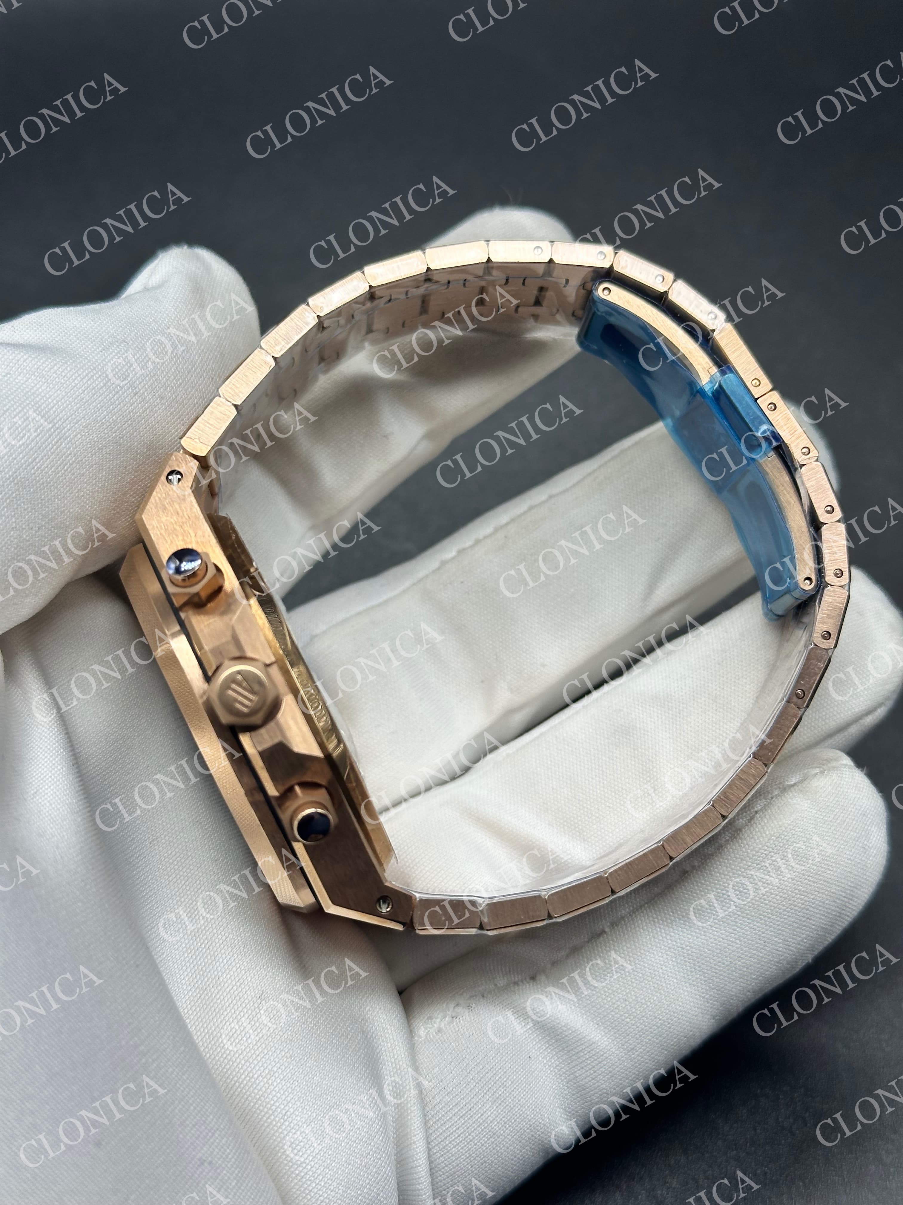 ROYAL OAK CHRONO 26240 RG GREEN DIAL ON RG BRACELET SA4401 SUPER CLONE — view 4